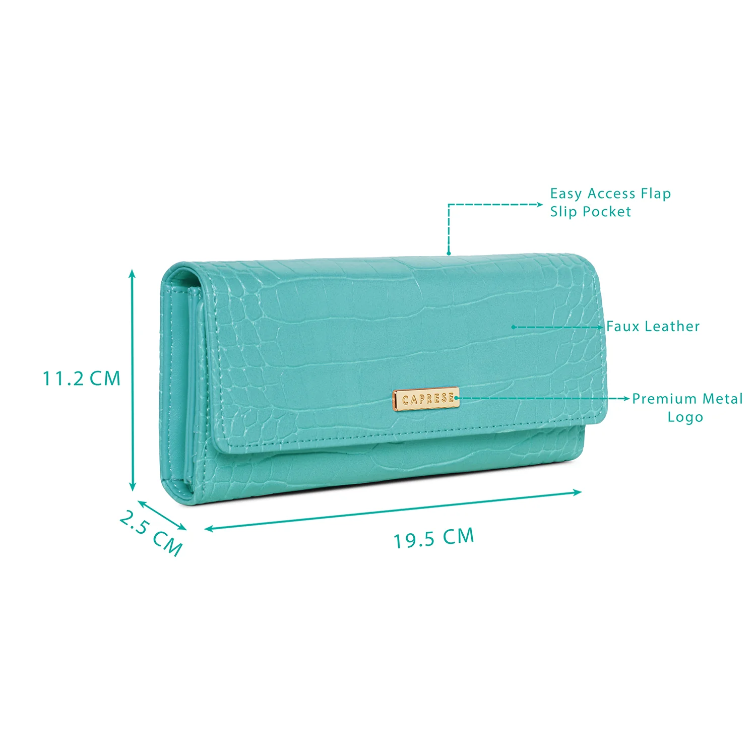 Caprese Ariana Medium Blue Flap Wallet - Image 3