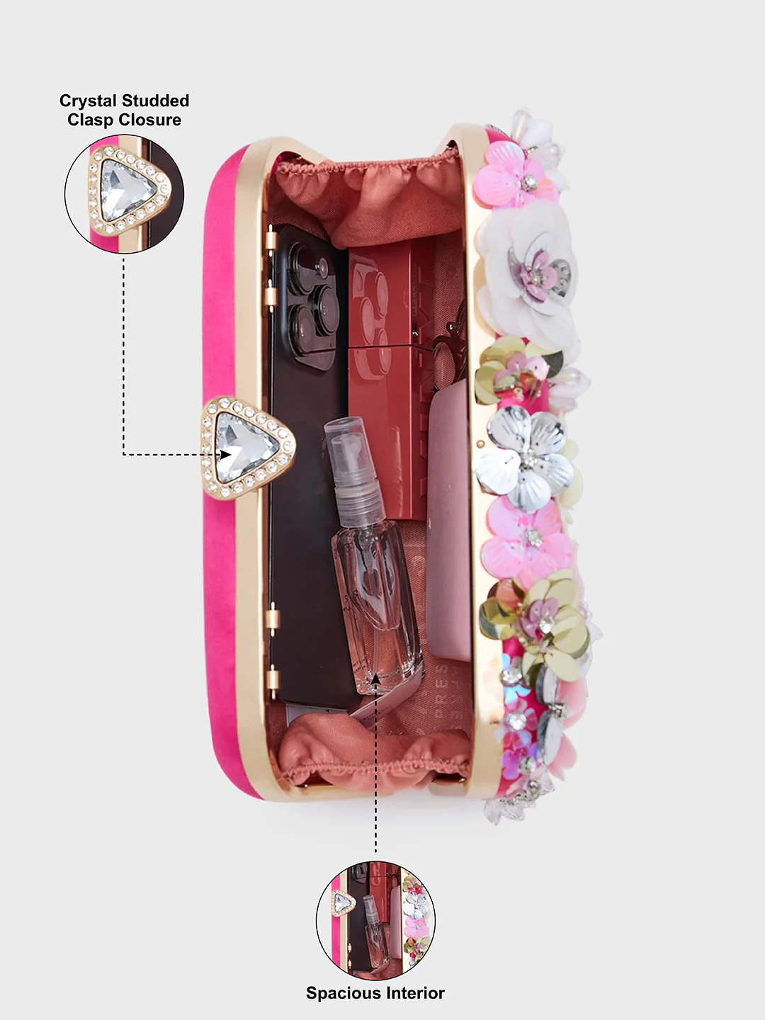 Caprese Ava Floral Small Magenta Clutch Box - Image 8