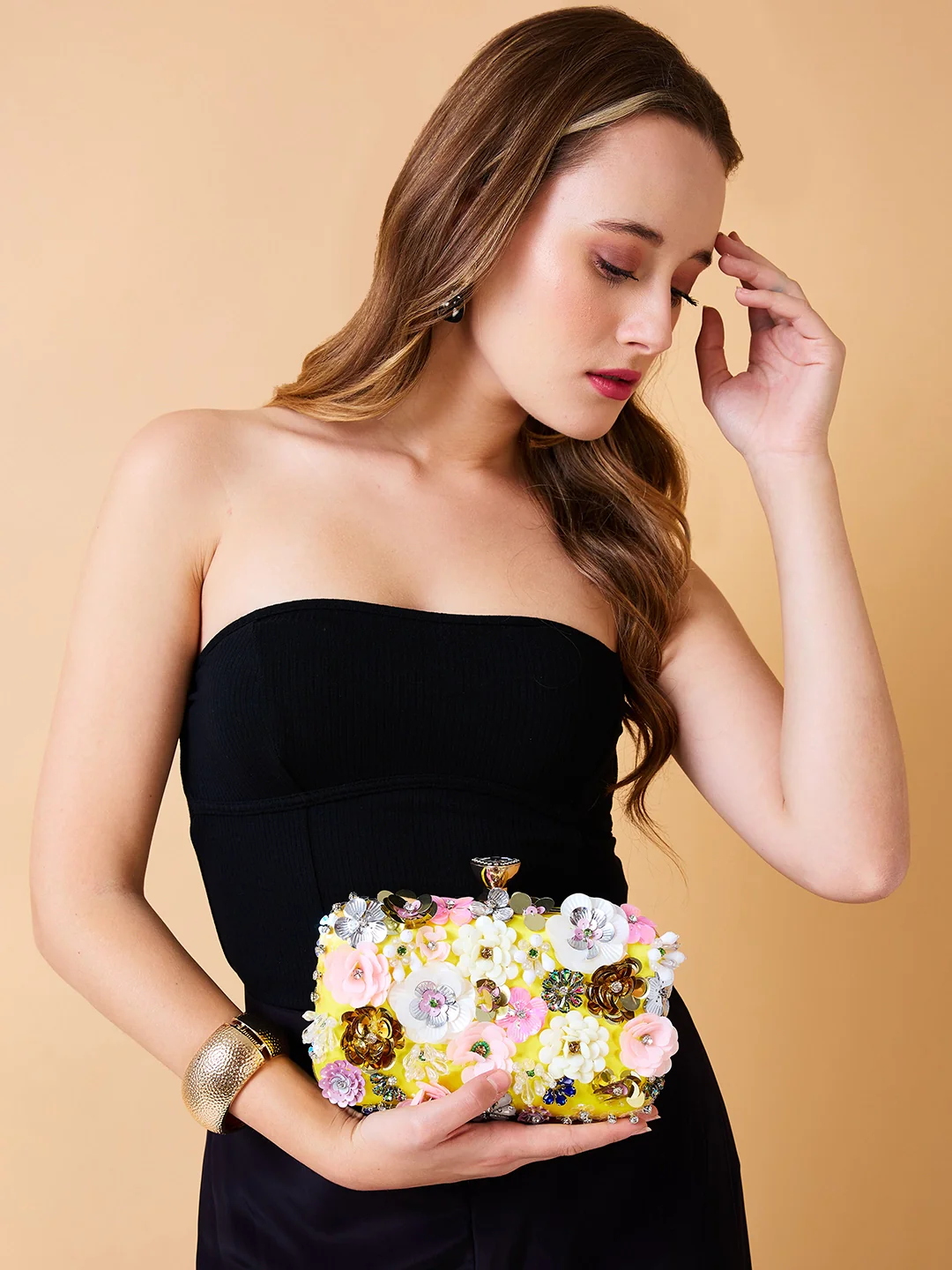 Caprese Ava Floral Small Yellow Clutch Box - Image 2