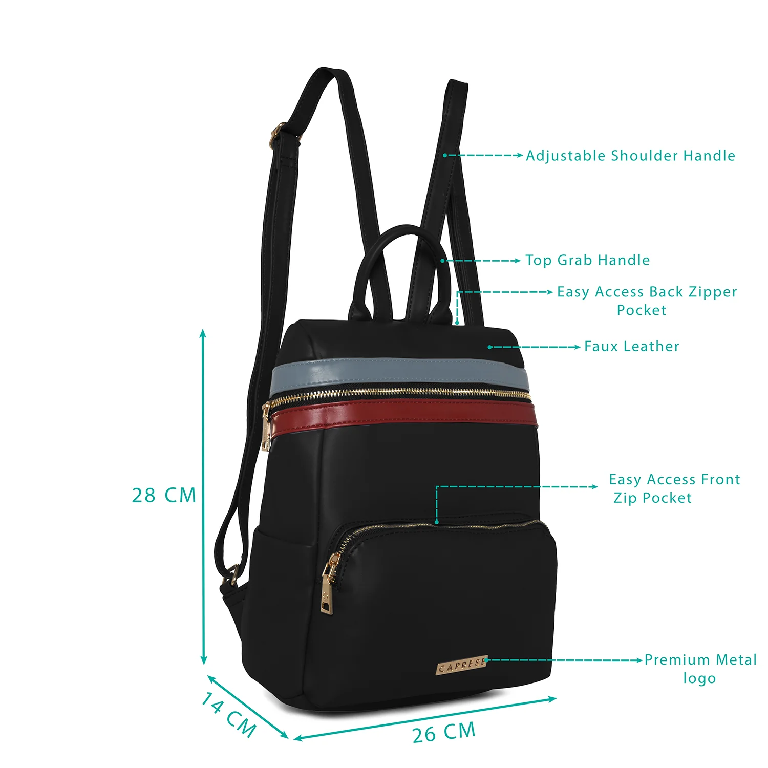Caprese Brigetta Medium Black Backpack - Image 4