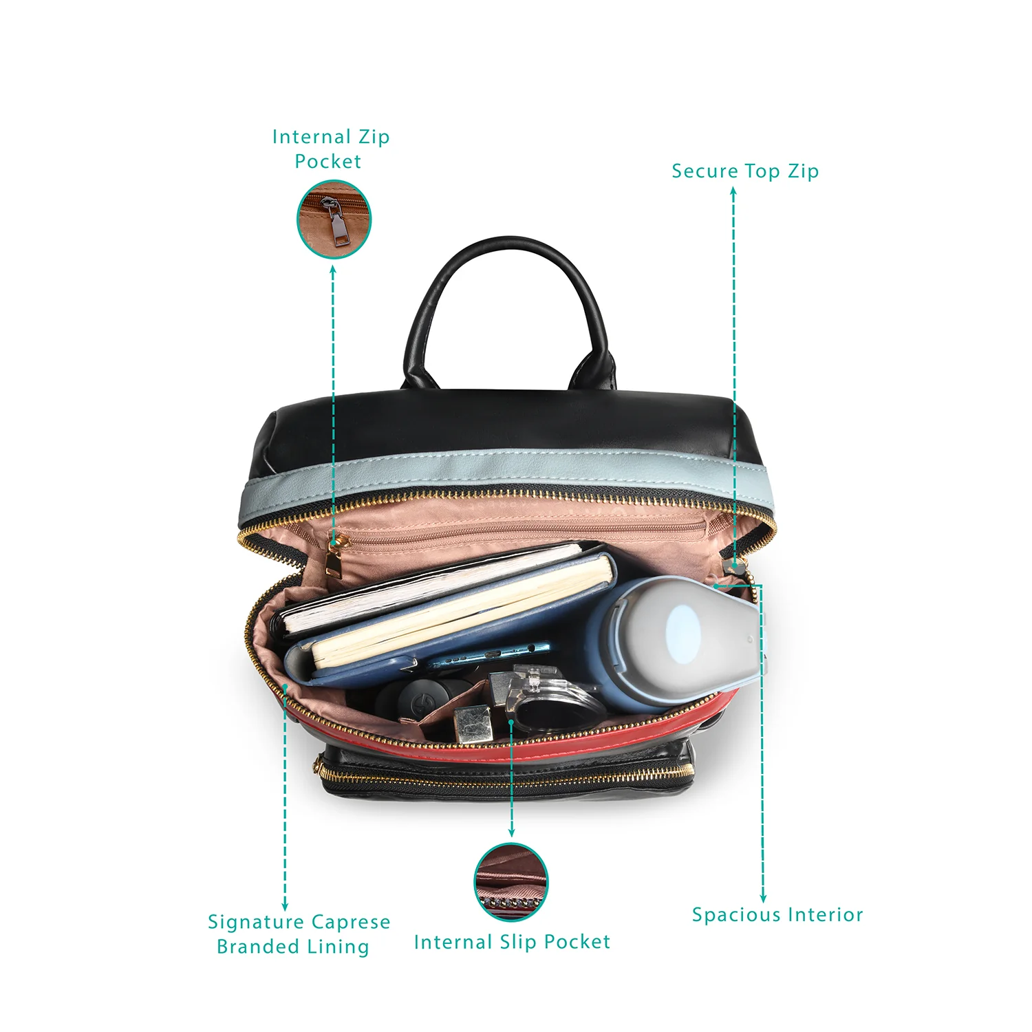 Caprese Brigetta Medium Black Backpack - Image 5