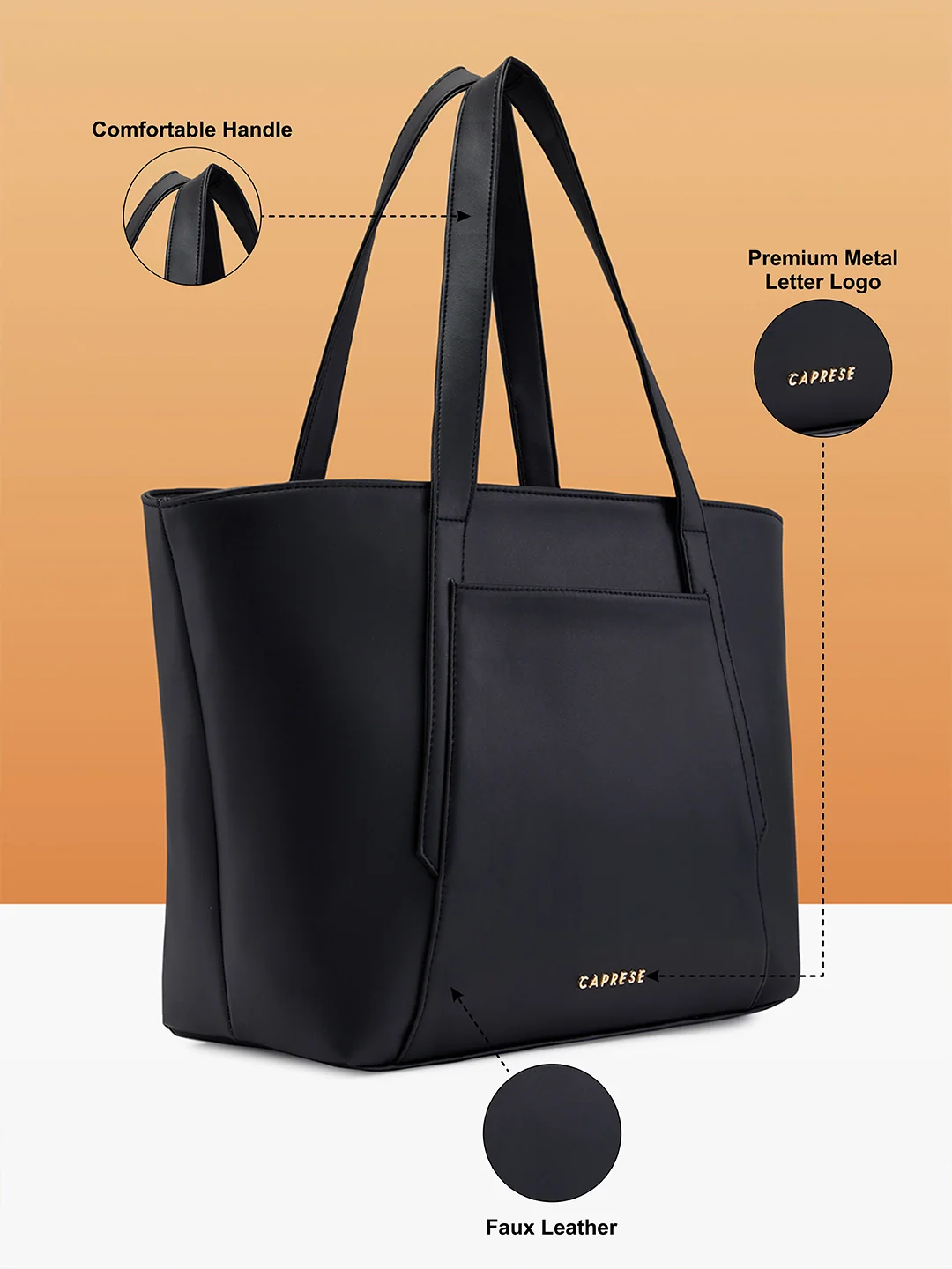 Caprese Aarya Large Black Tote Bag - Image 6