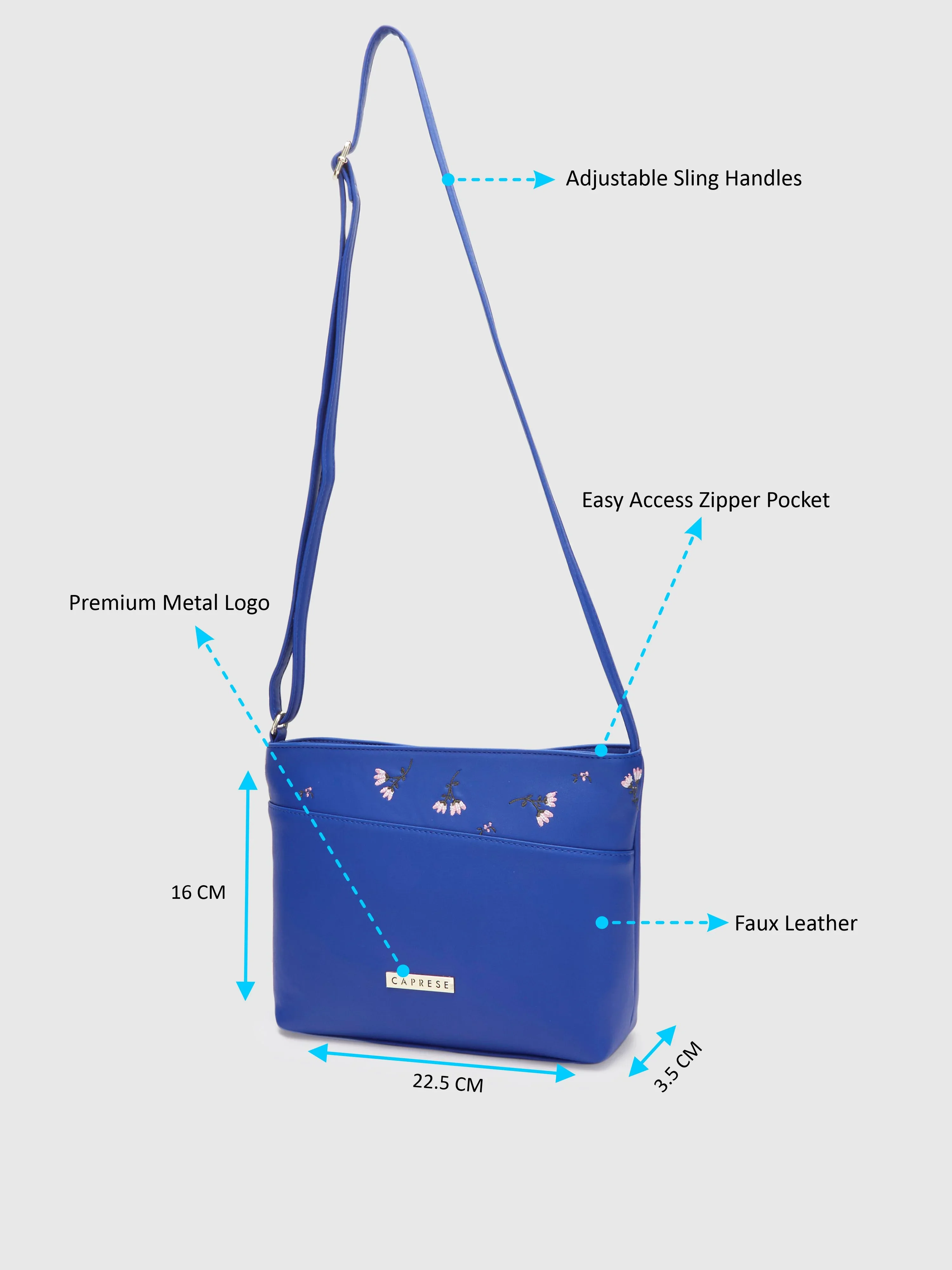 Caprese Adah Large Blue Sling Bag - Image 7
