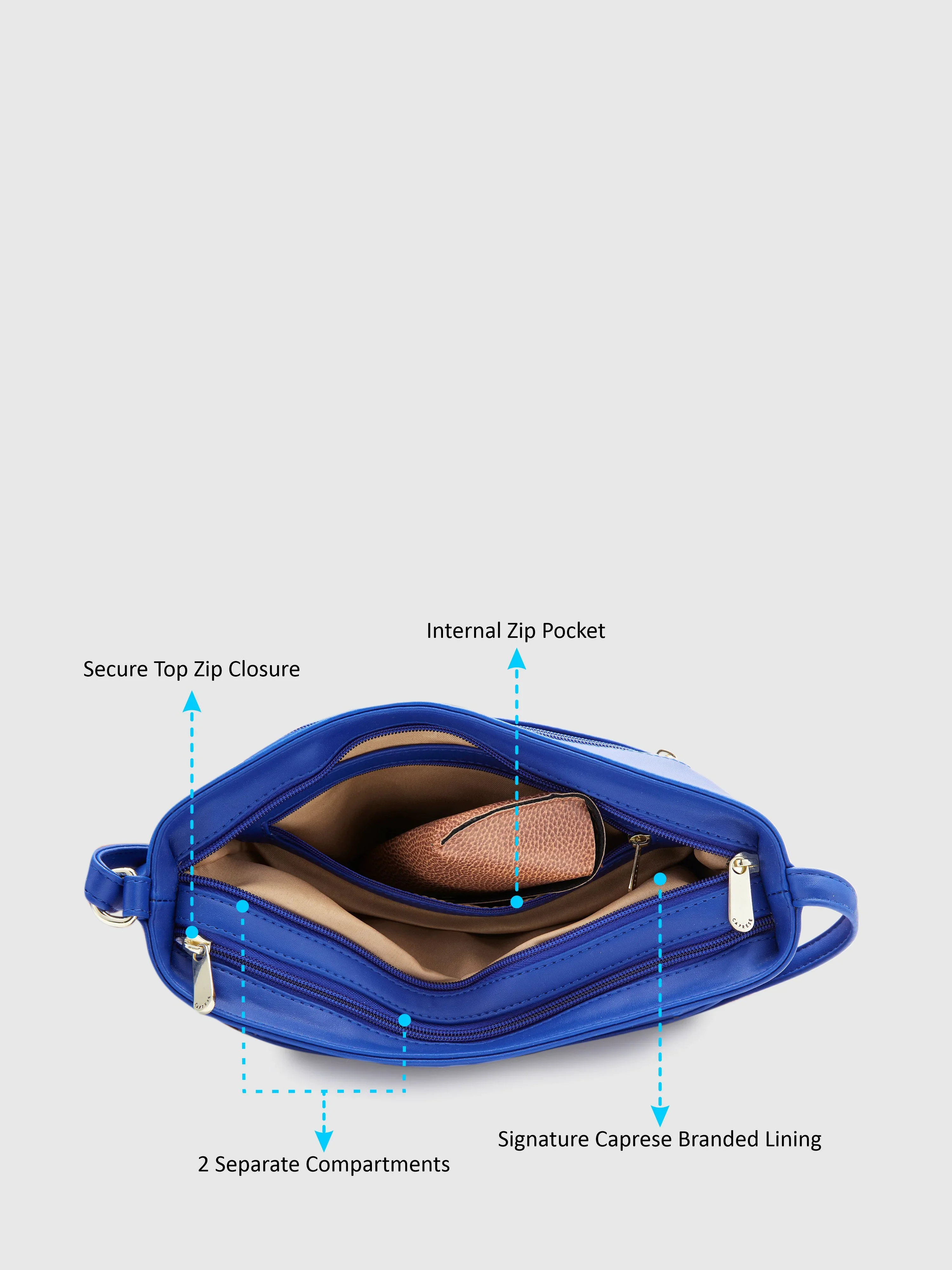 Caprese Adah Large Blue Sling Bag - Image 8