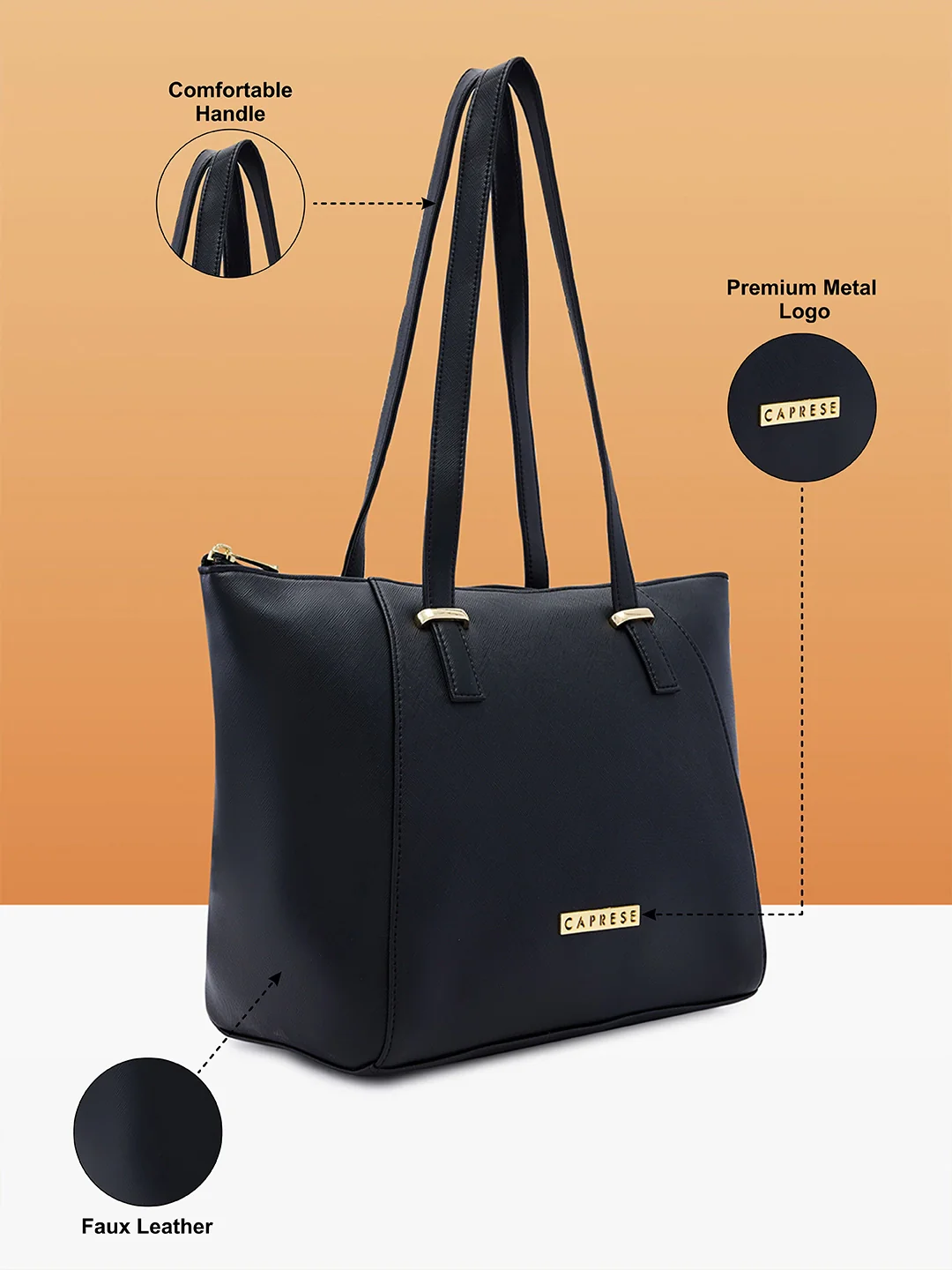 Caprese Afra Medium Black Tote Bag - Image 6