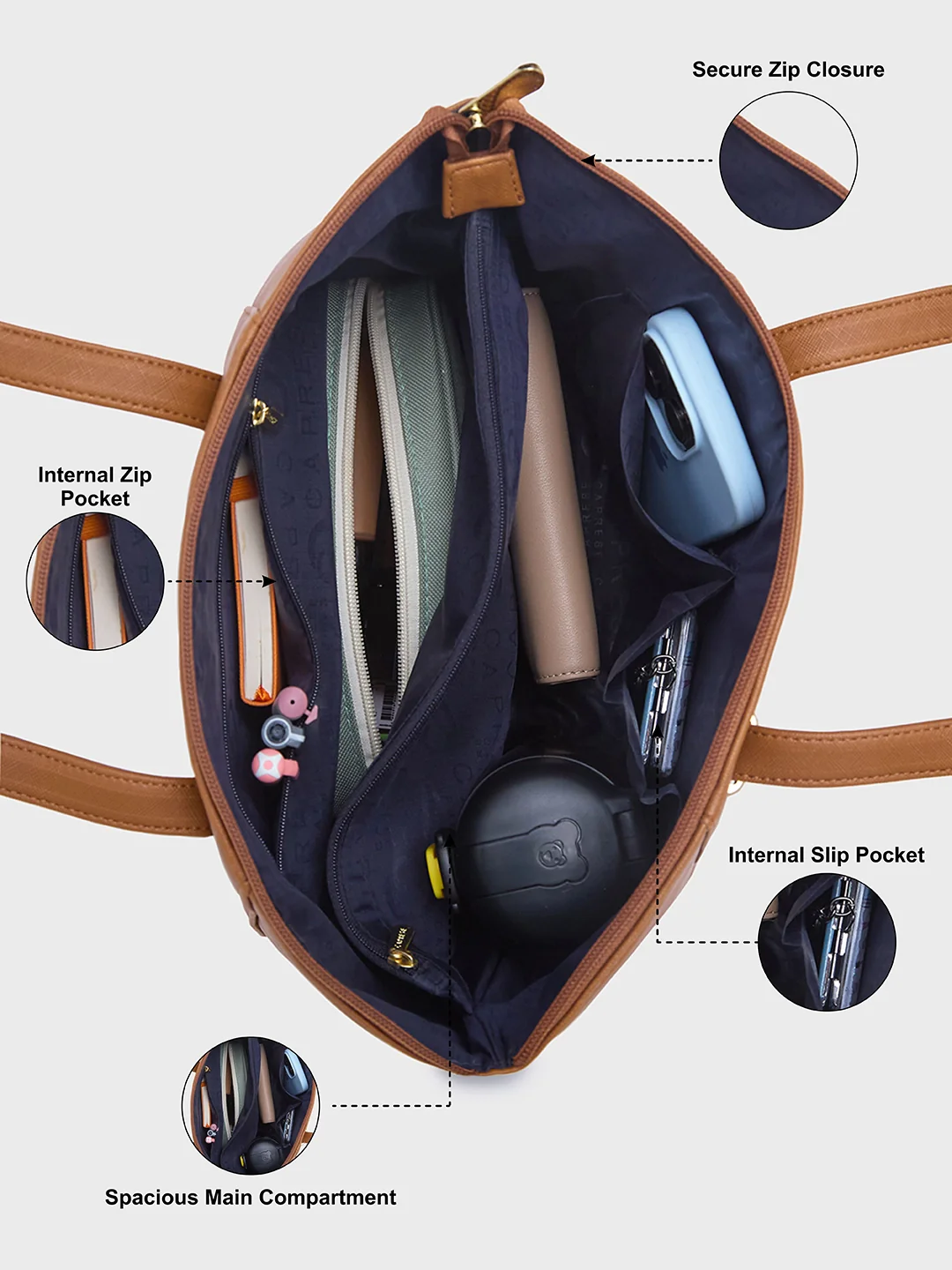 Caprese Afra Medium Tan Tote Bag - Image 7