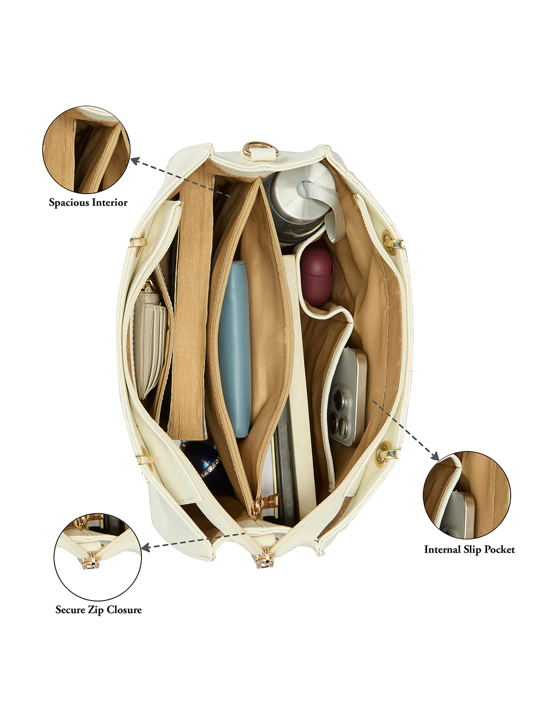 Caprese Aimee Medium Alpine Oat Satchel - Image 15