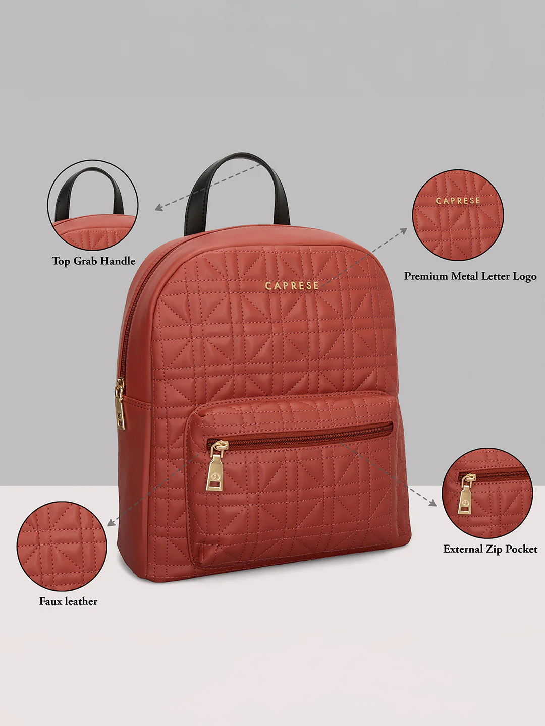 Caprese Aimee Medium Intense Rust Backpack - Image 14