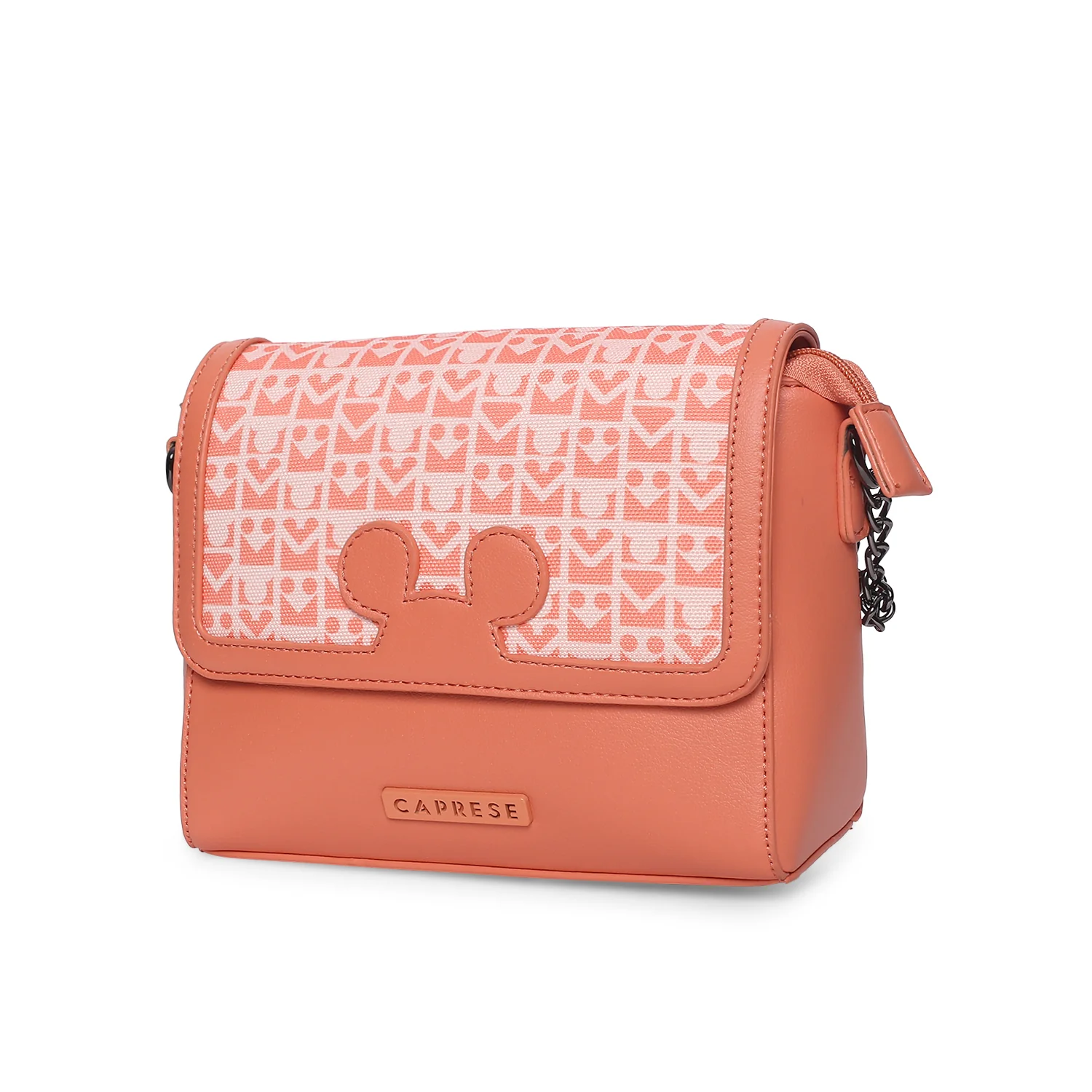 Caprese Disney Inspired Graphic Mickey Mouse Medium Coral Sling Bag - Image 5