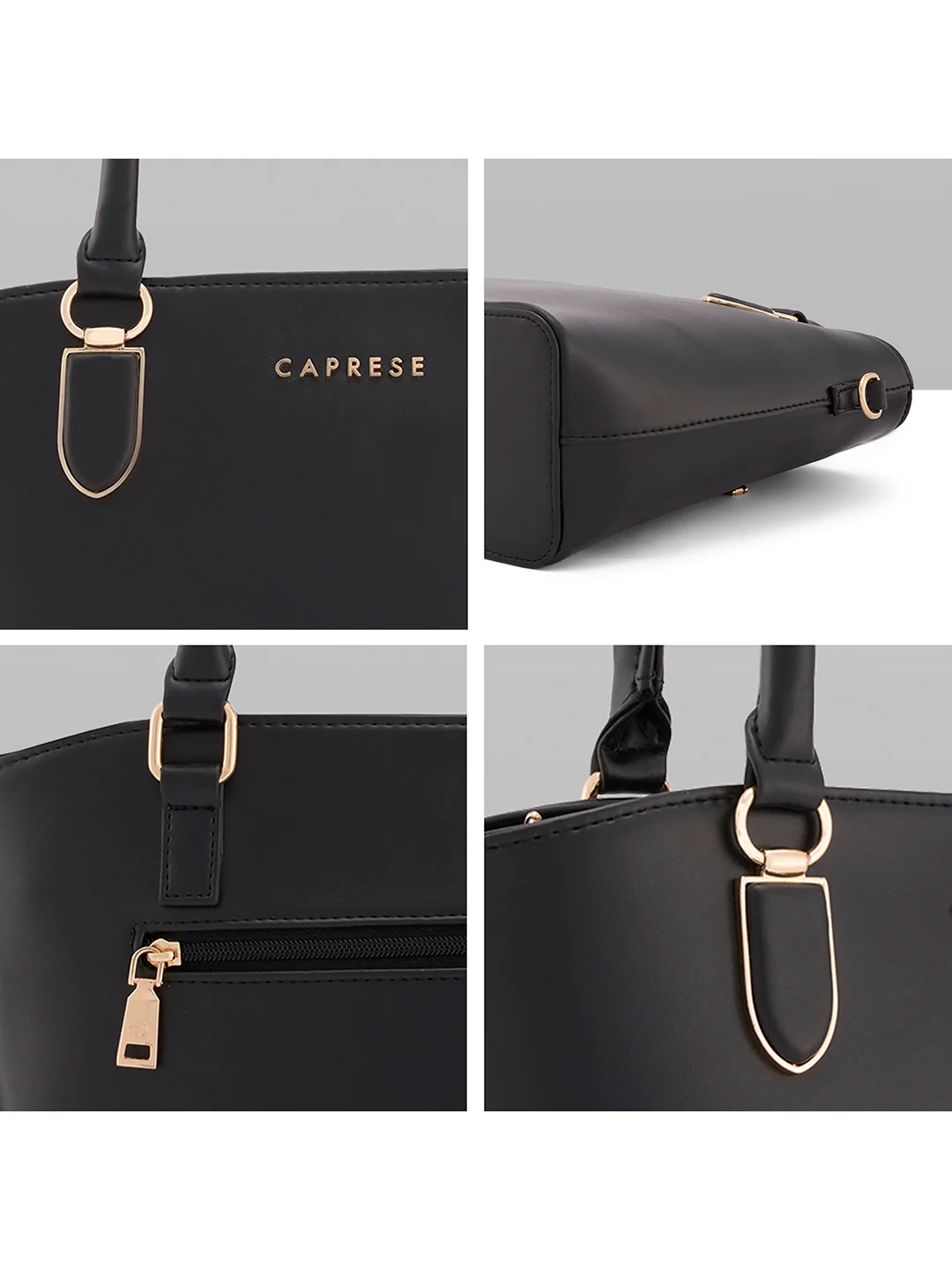 Caprese Akina Medium Black Satchel Bag - Image 7