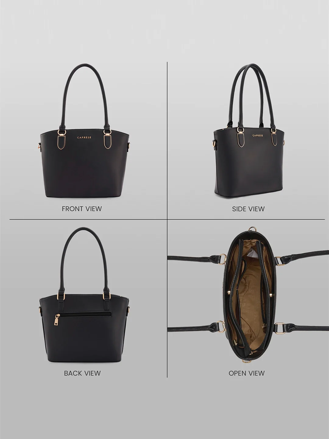Caprese Akina Medium Black Satchel Bag - Image 8