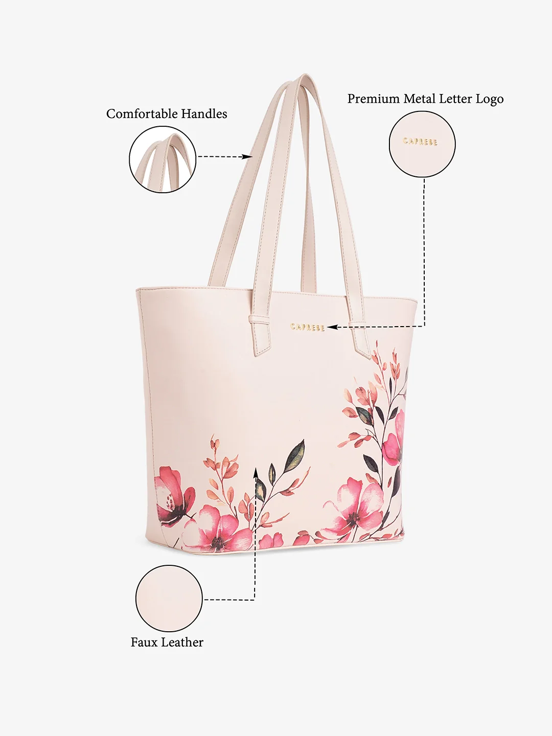 Caprese Alaya Large Pink Tote Bag - Image 9