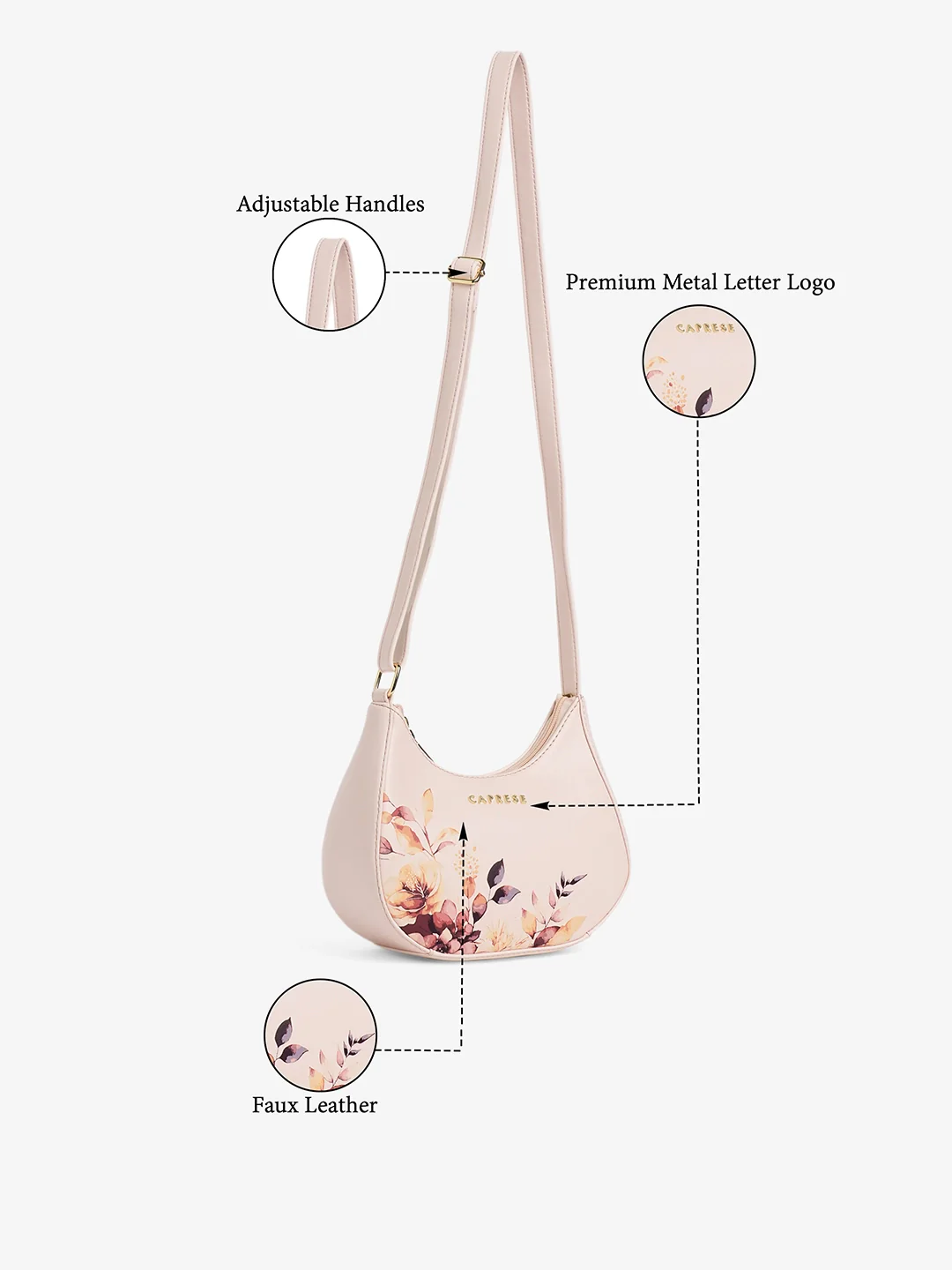 Caprese Alaya Medium Pink Sling Bag - Image 9