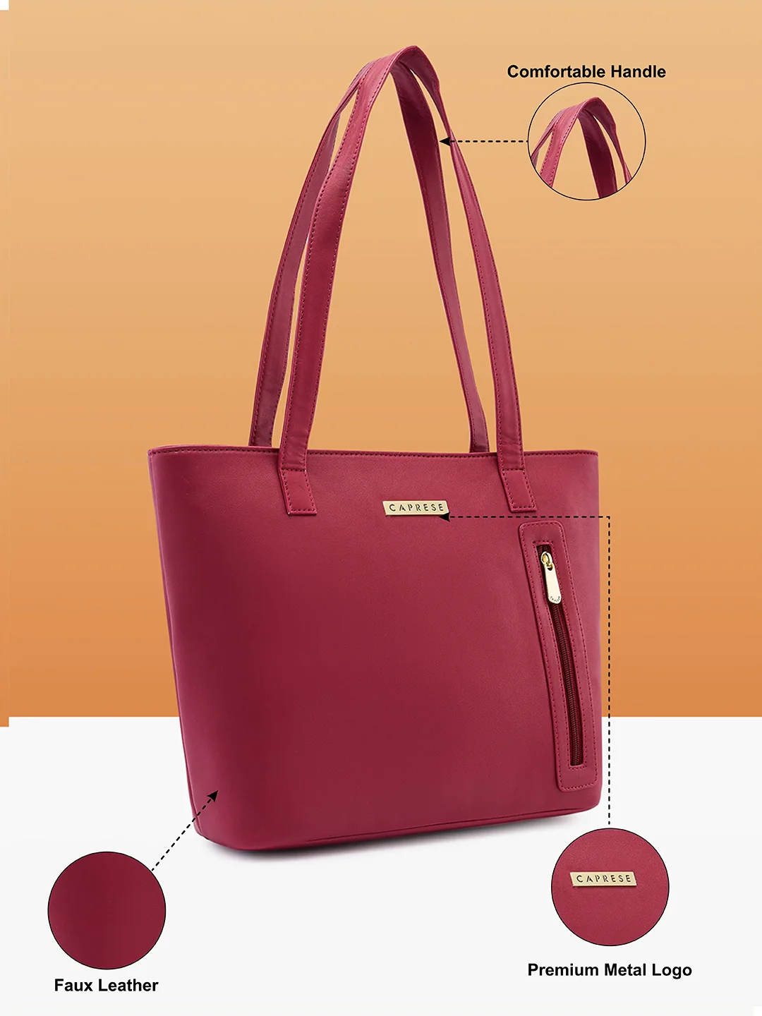 Caprese Alexandria Large Maroon Tote Bag - Image 6