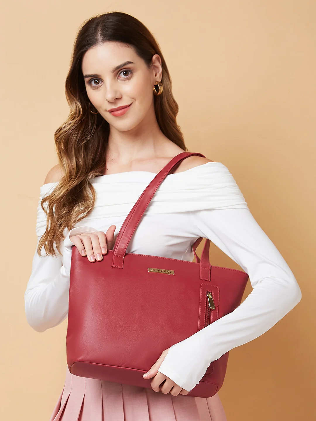 Caprese Alexandria Large Maroon Tote Bag - Image 8