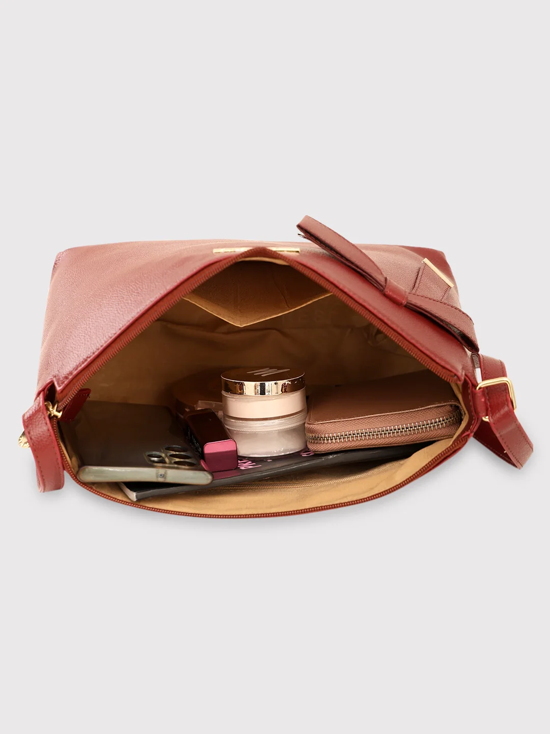 Caprese Alexandria Medium Maroon Sling Bag - Image 12