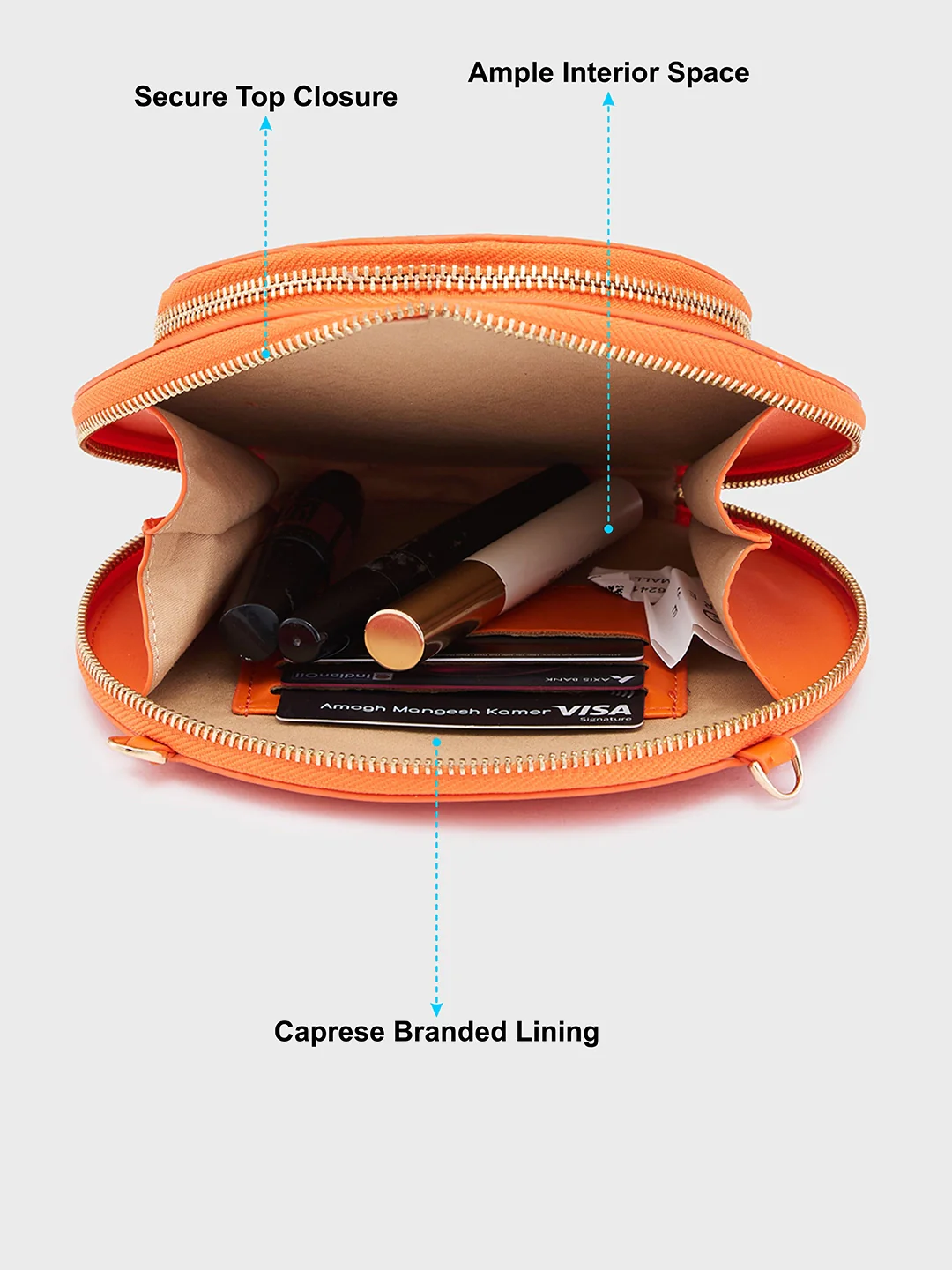 Caprese Alfie Small Orange Sling Bag - Image 8