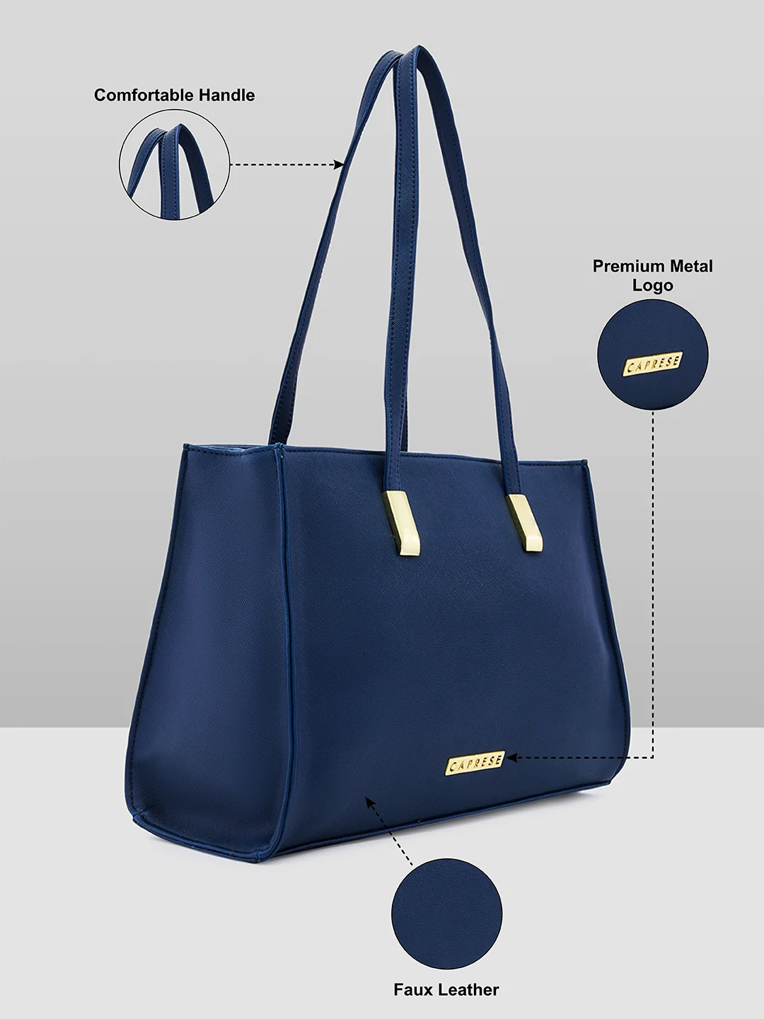 Caprese Alicie Medium Navy Satchel Bag - Image 3
