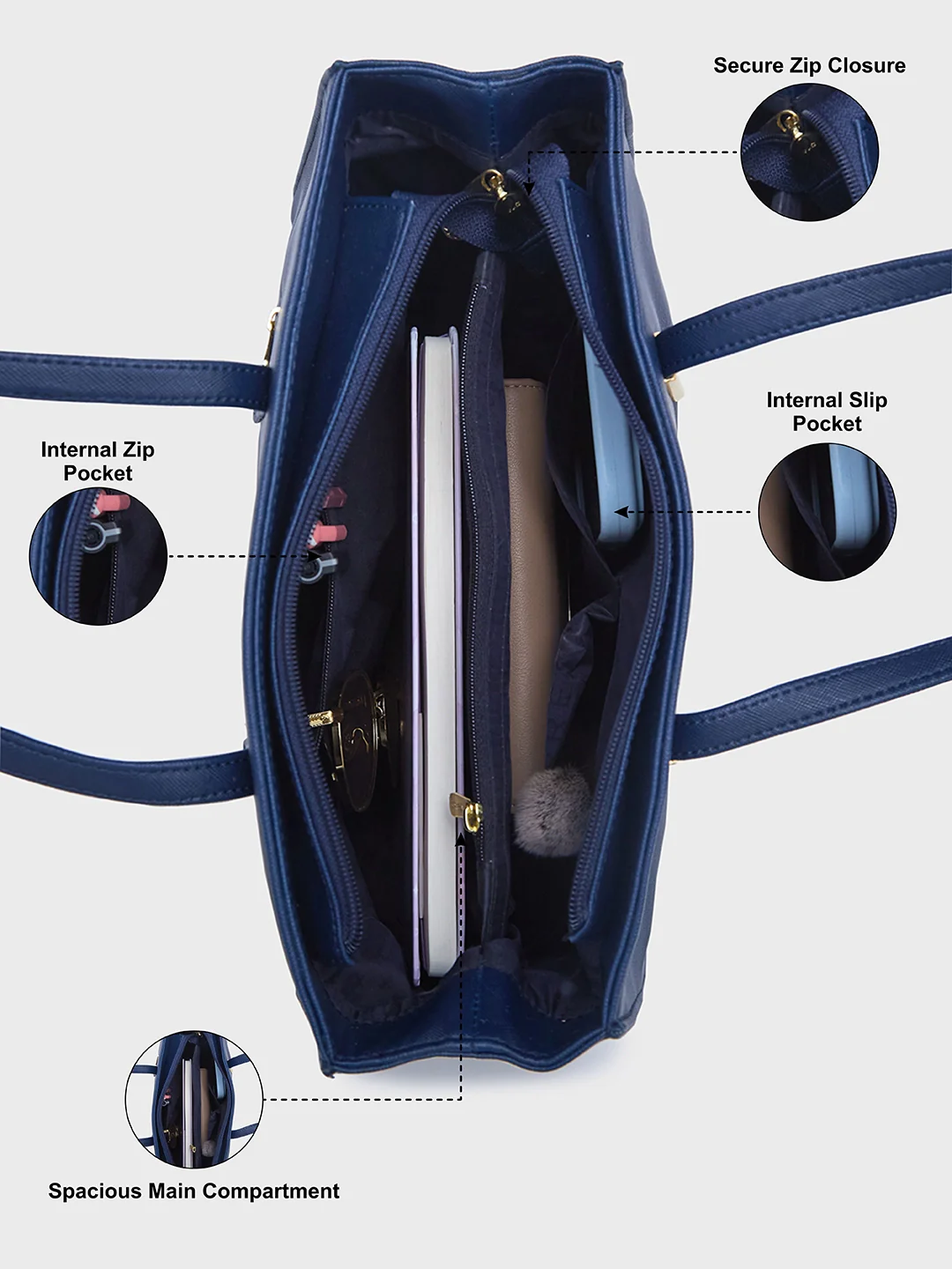 Caprese Alicie Medium Navy Satchel Bag - Image 4