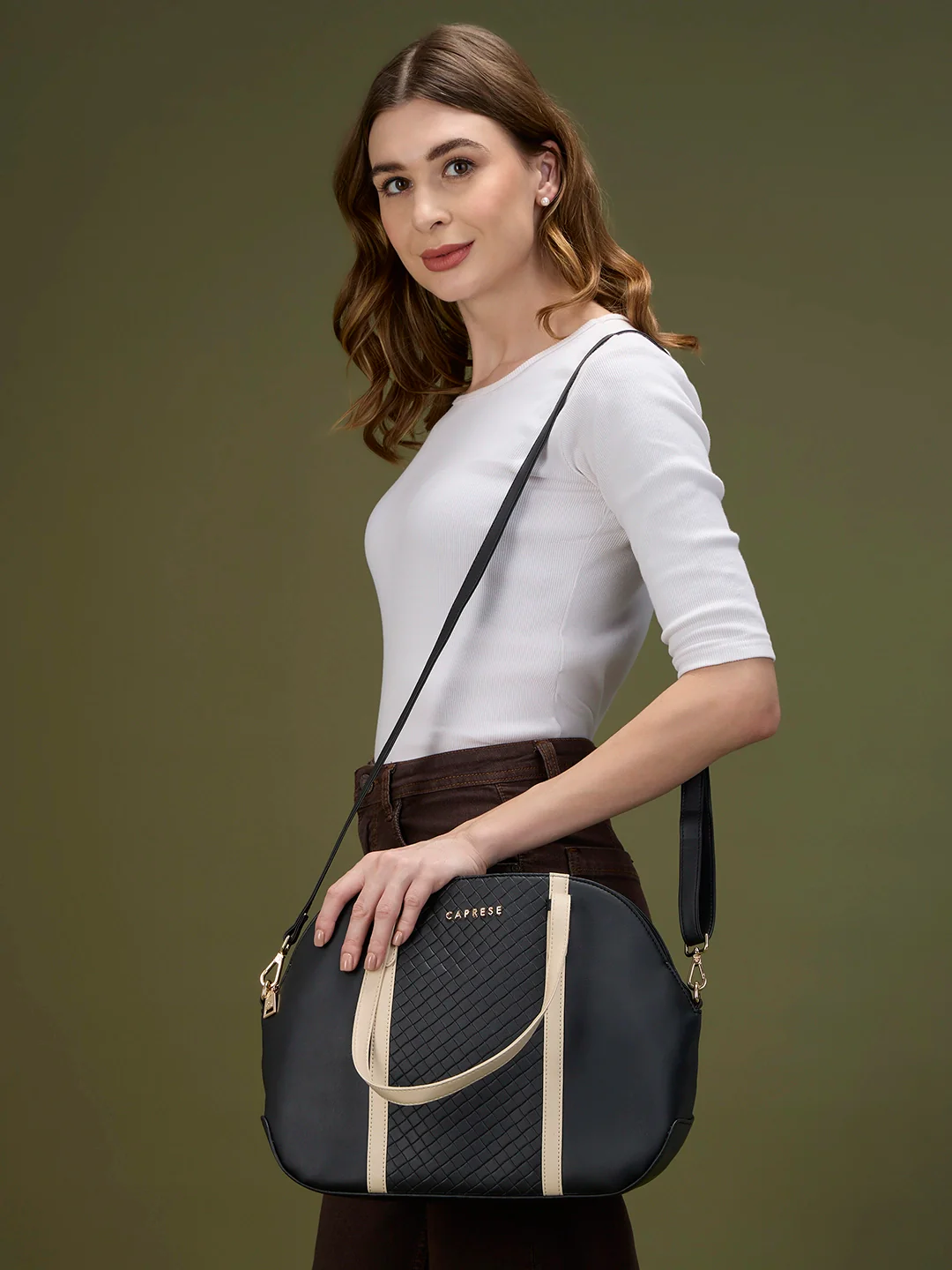 Caprese Alpine Medium Black Satchel Bag - Image 2