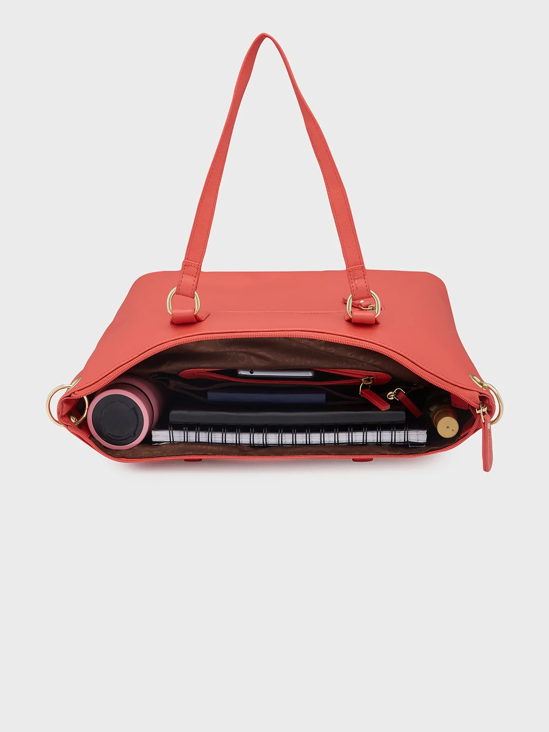 Caprese Amelia Medium Coral Satchel Bag - Image 9