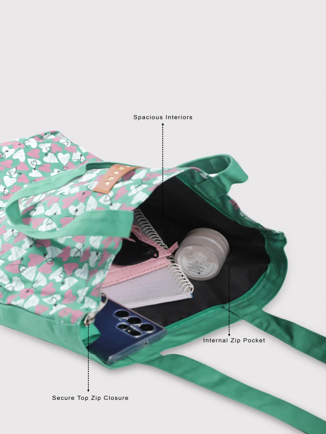 Caprese Amour Medium Light Green Tote Bag - Image 4