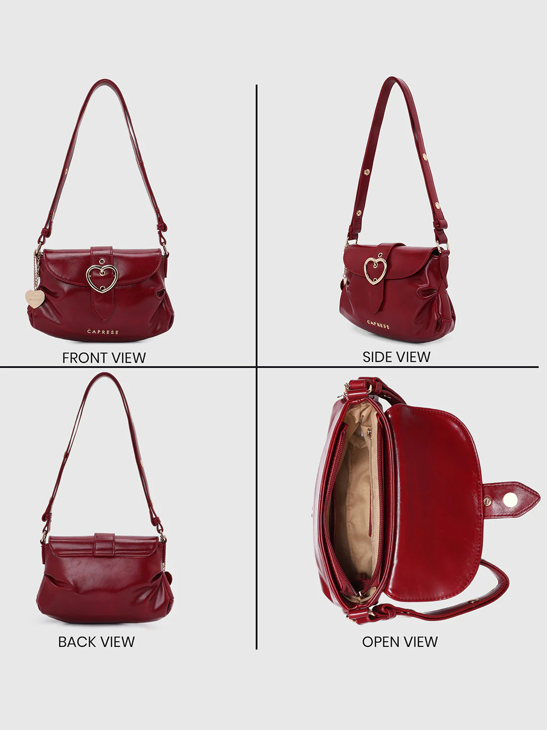 Caprese Ana Medium Red Baguette Bag - Image 10