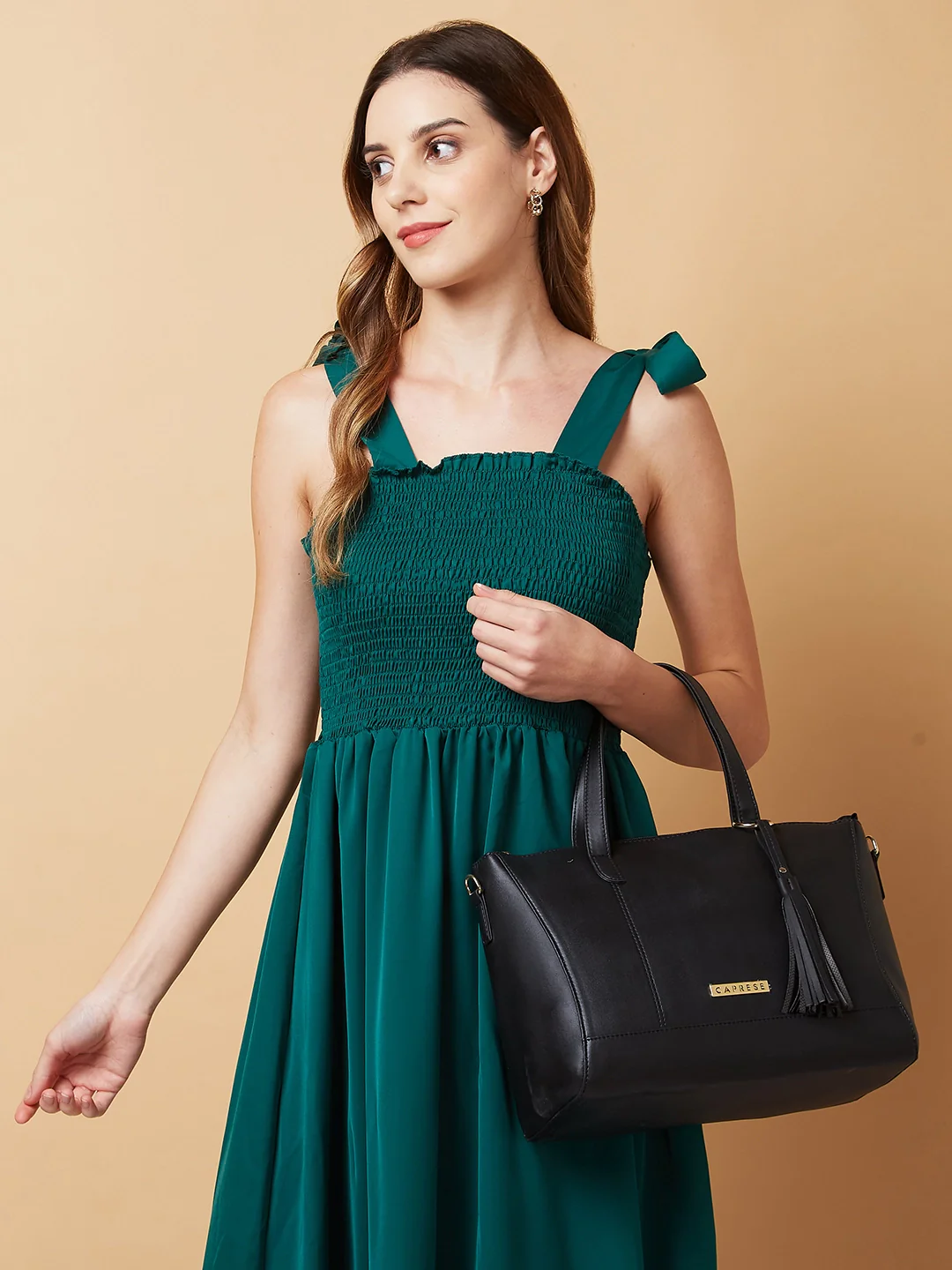 Caprese Andrea Medium Black Satchel Bag - Image 3
