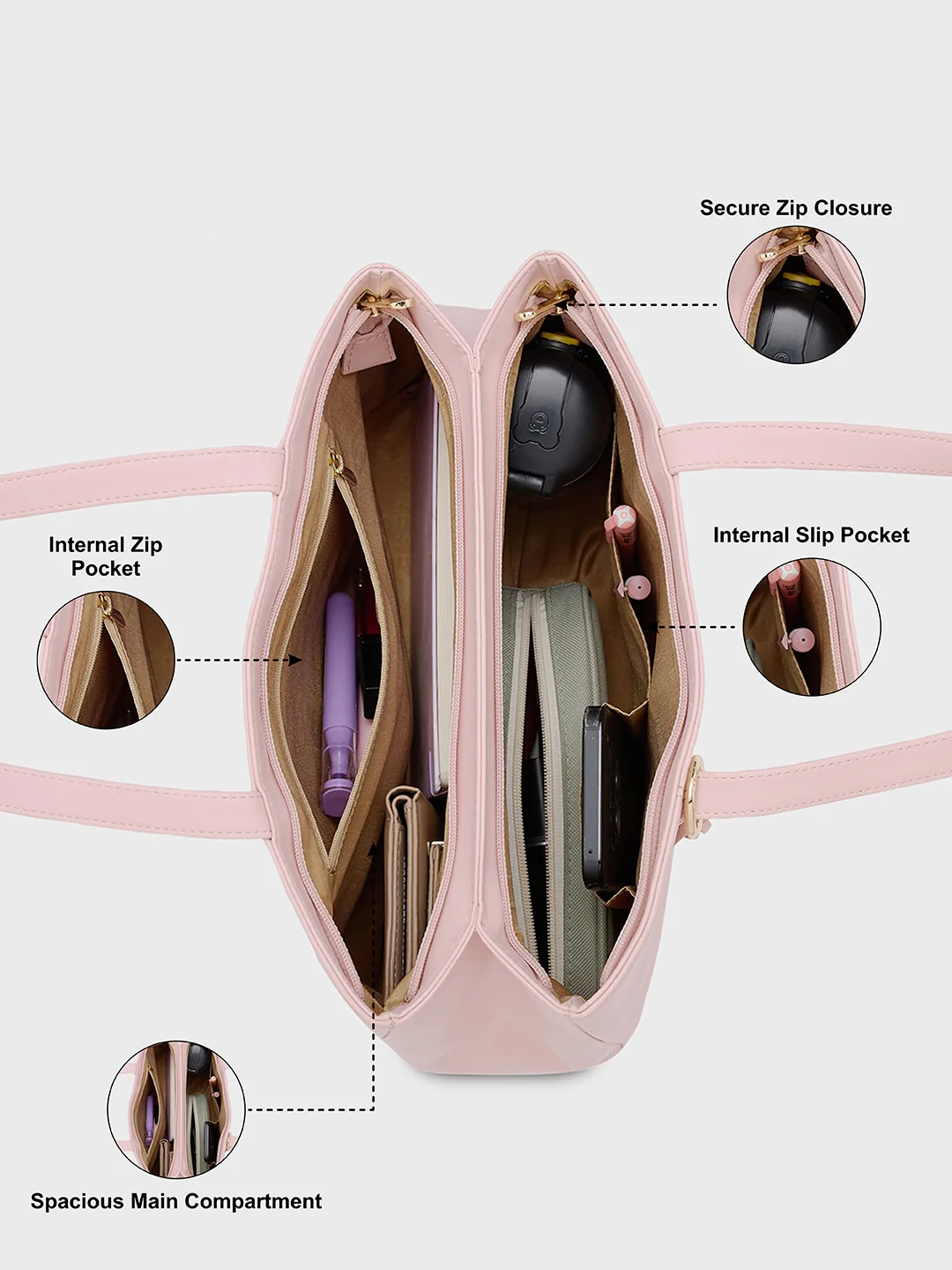 Caprese Andrea Medium Blush Tote Bag - Image 5