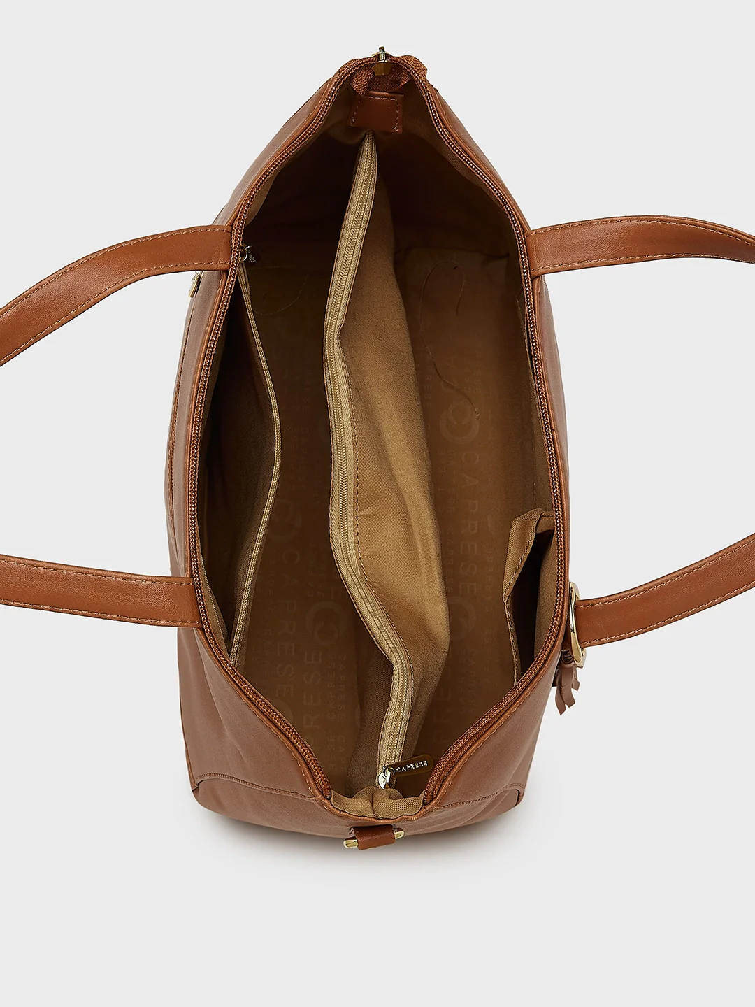 Caprese Andrea Medium Tan Satchel Bag - Image 8