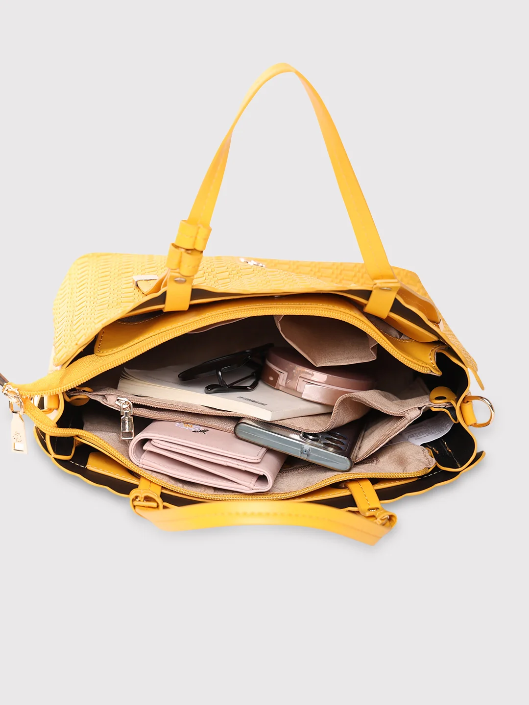 Caprese Andrea Medium Yellow Satchel Bag - Image 10