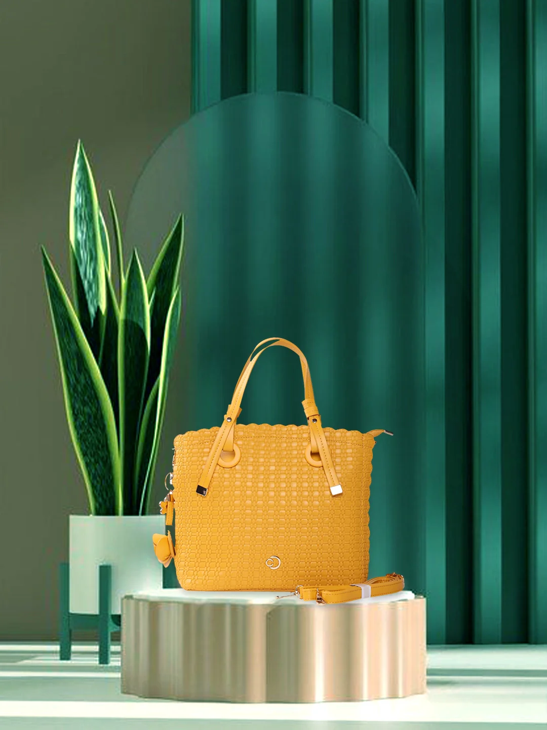 Caprese Andrea Medium Yellow Satchel Bag - Image 13