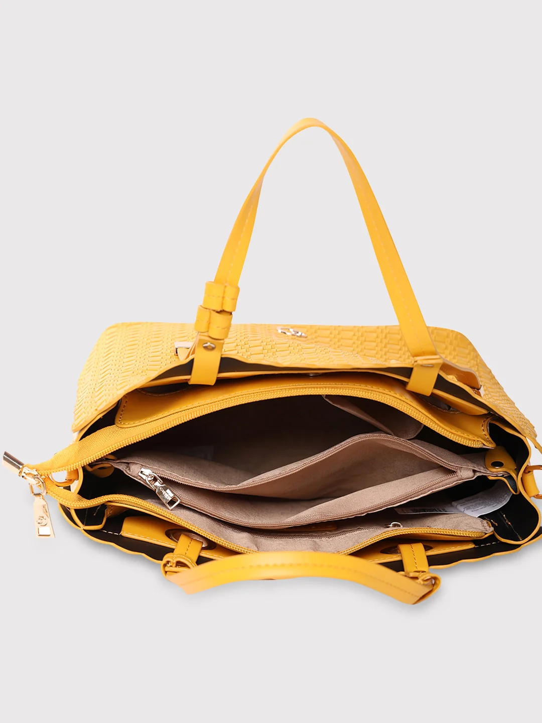 Caprese Andrea Medium Yellow Satchel Bag - Image 4