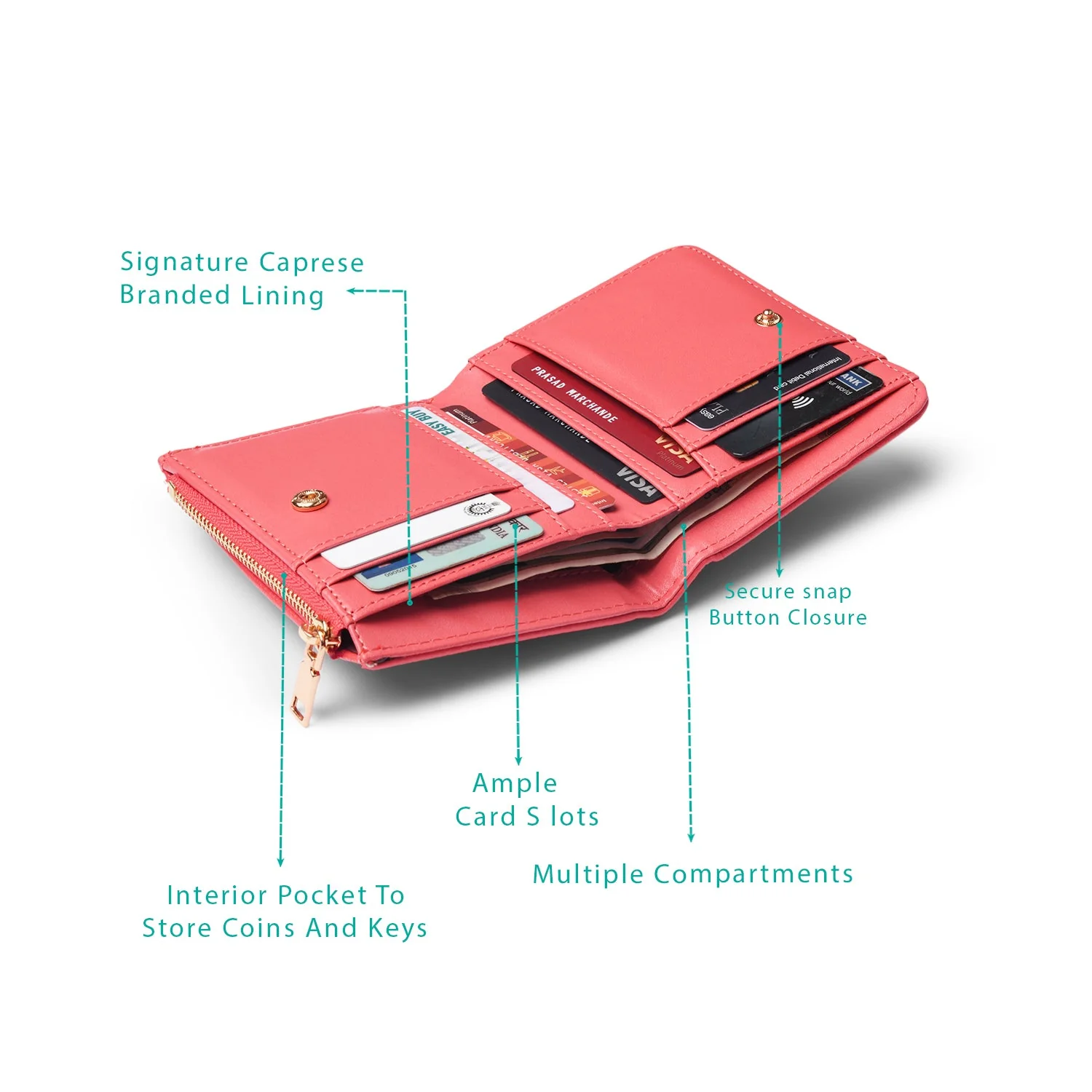 Caprese Angelina Small Coral Wallet - Image 5