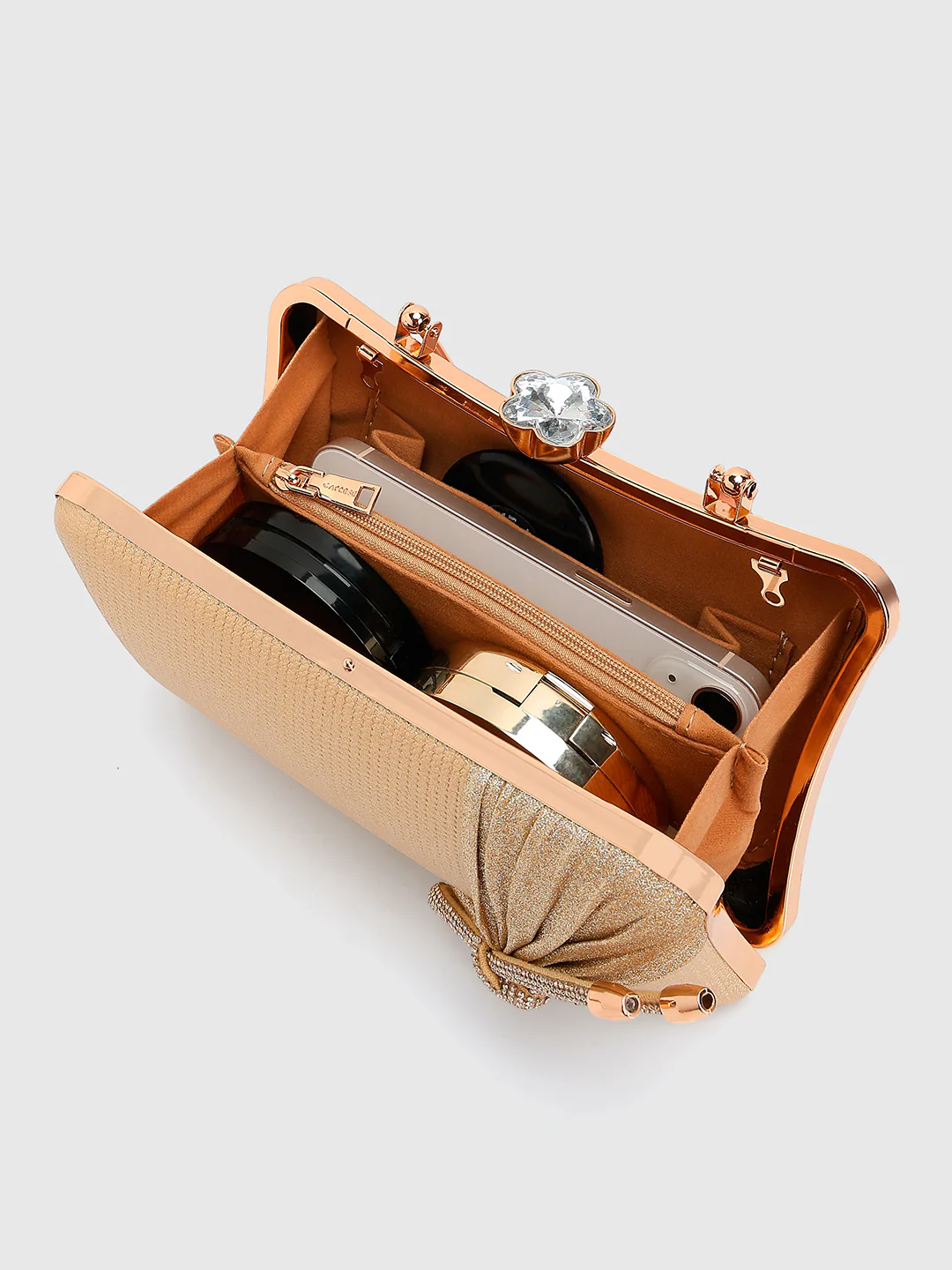 Caprese Anya Medium Gold Textured Clutch Bag - Image 15
