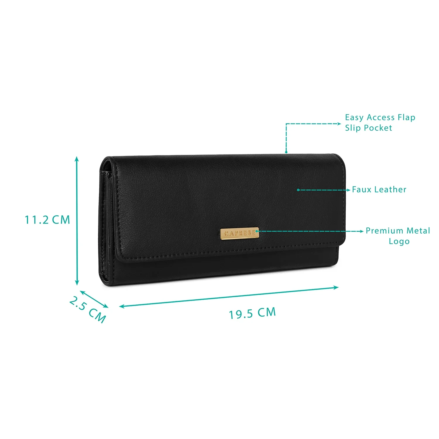 Caprese Ariana Medium Black Flap Wallet - Image 3