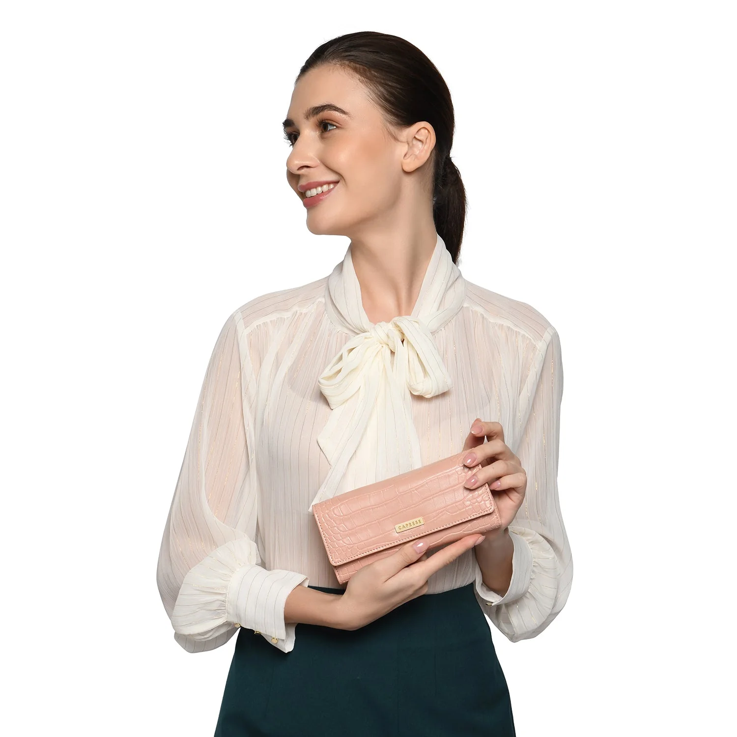 Caprese Ariana Medium Cream Flap Wallet - Image 2