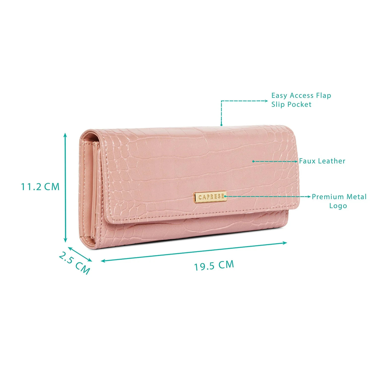 Caprese Ariana Medium Pink Flap Wallet - Image 3