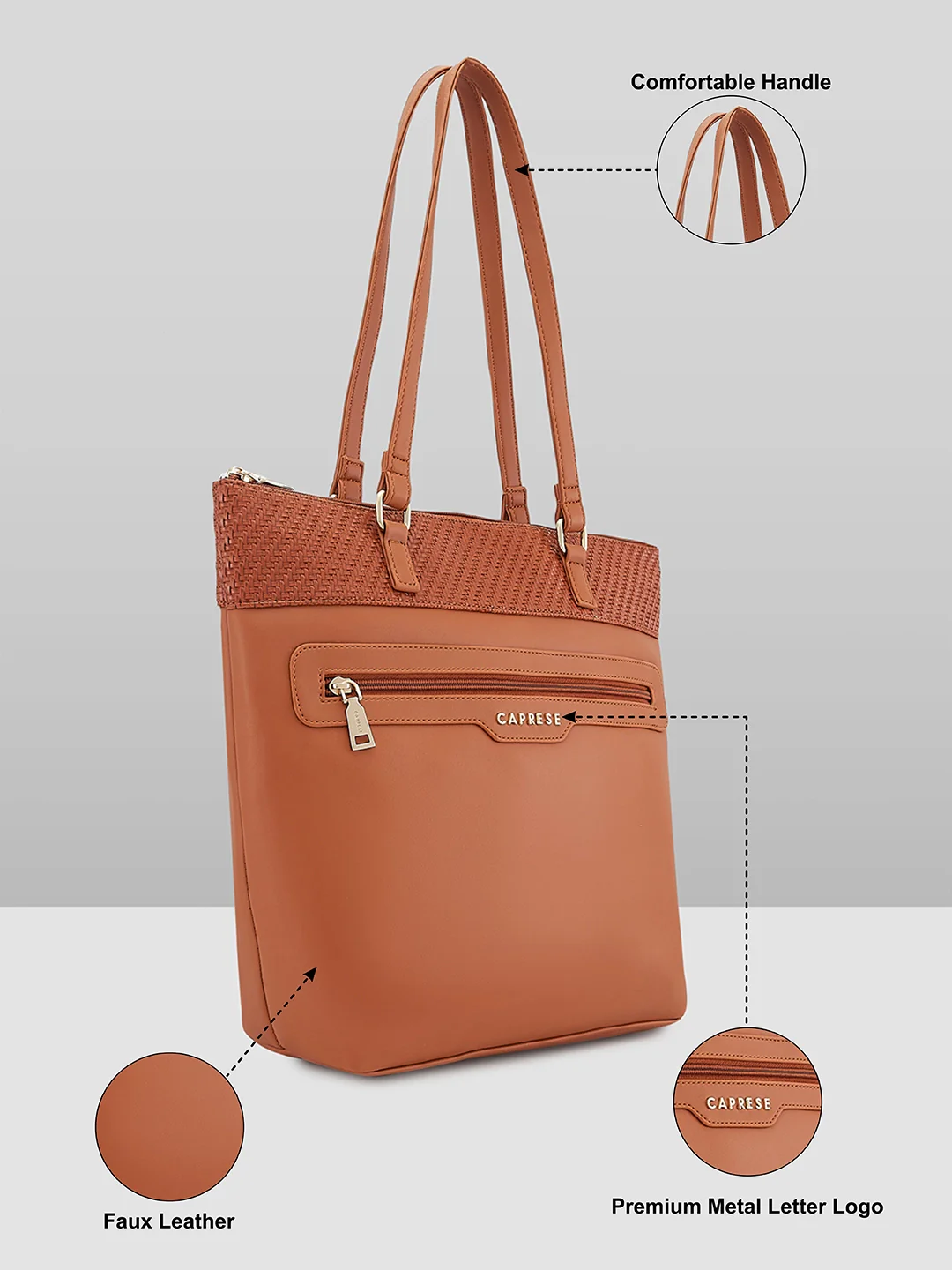 Caprese Ariana Large Brown Tote Bag - Image 5