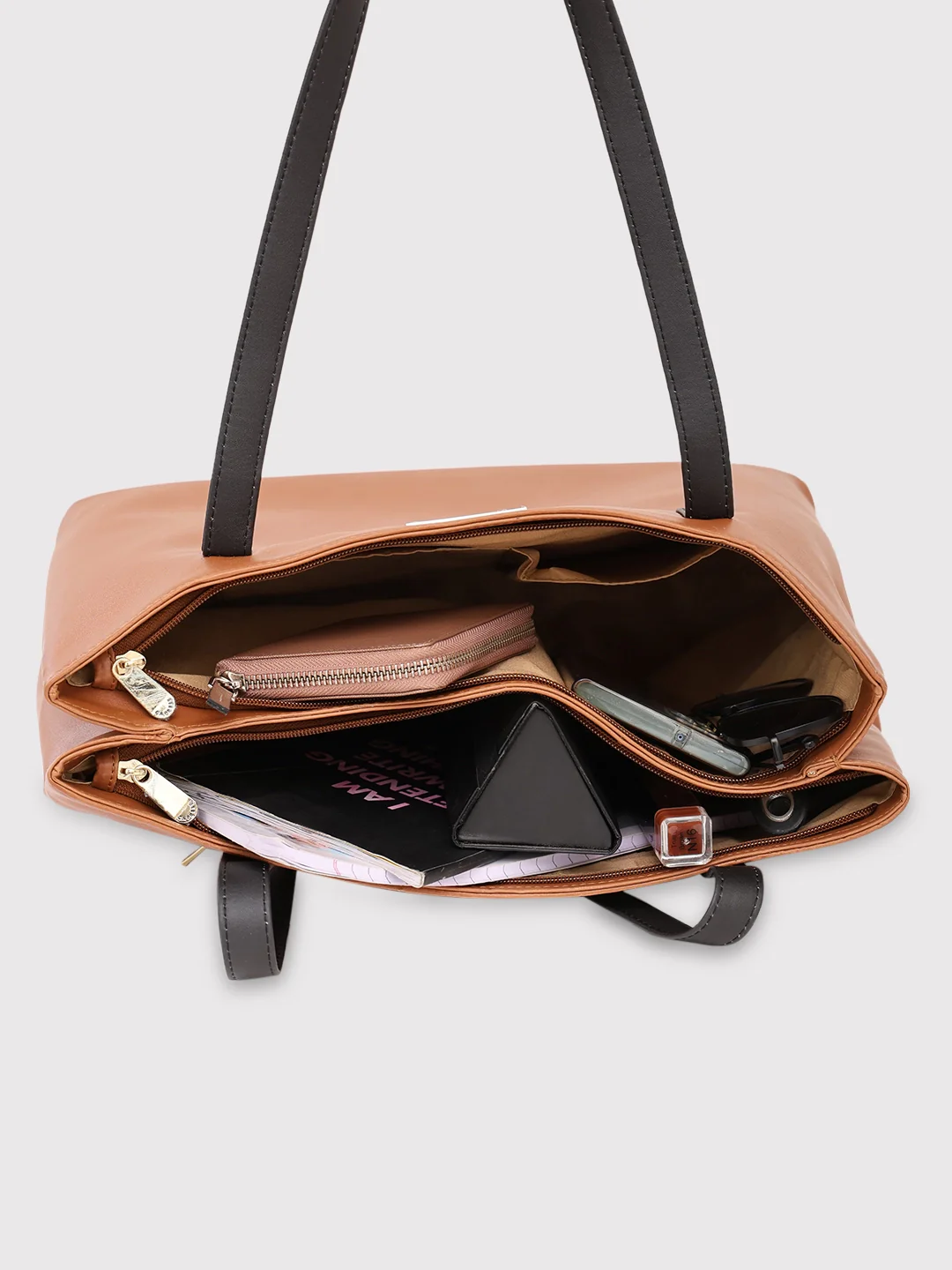 Caprese Arleen Medium Tan Satchel Bag - Image 4