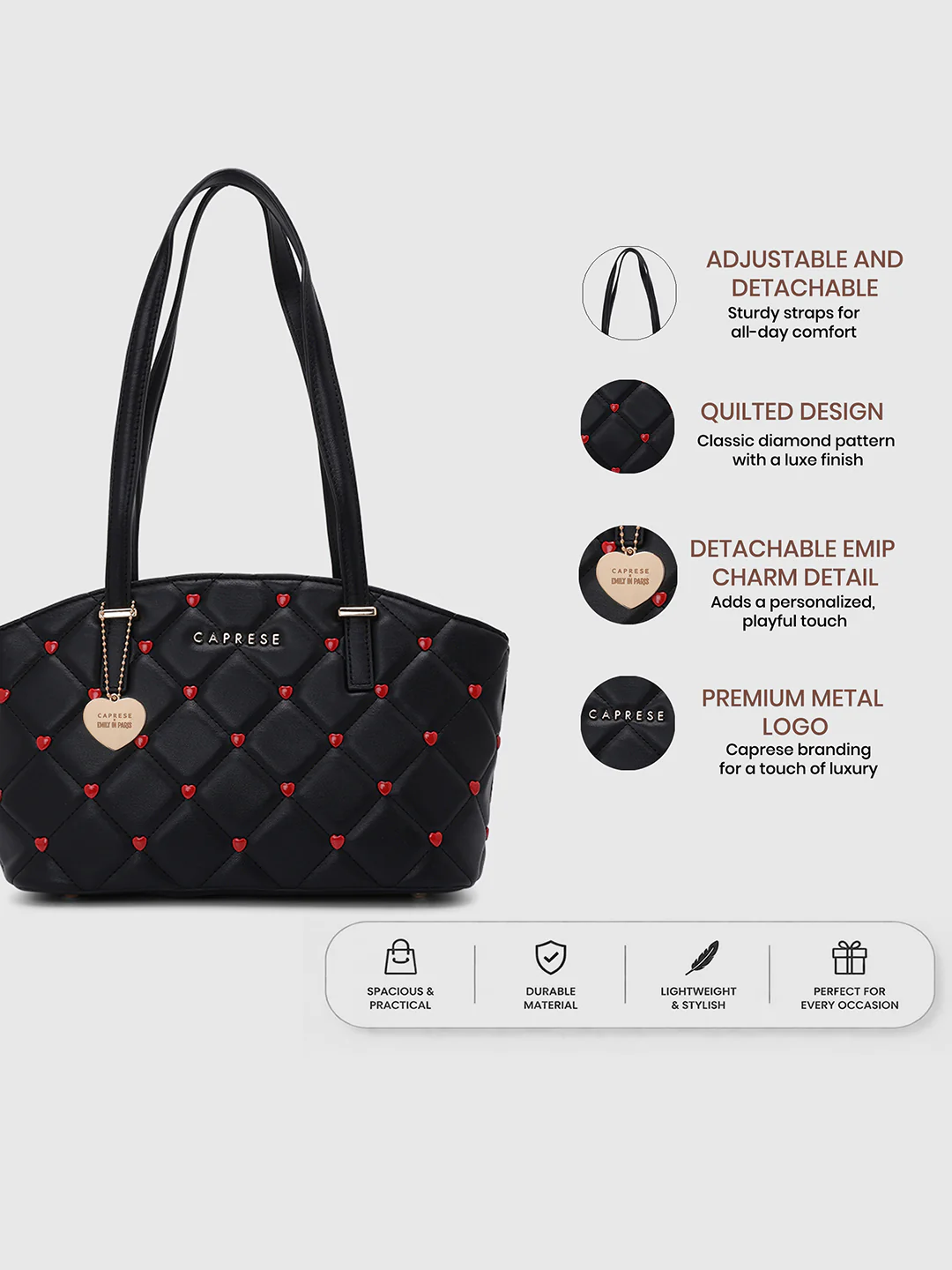 Caprese Ashley Medium Black Tote Bag - Image 3