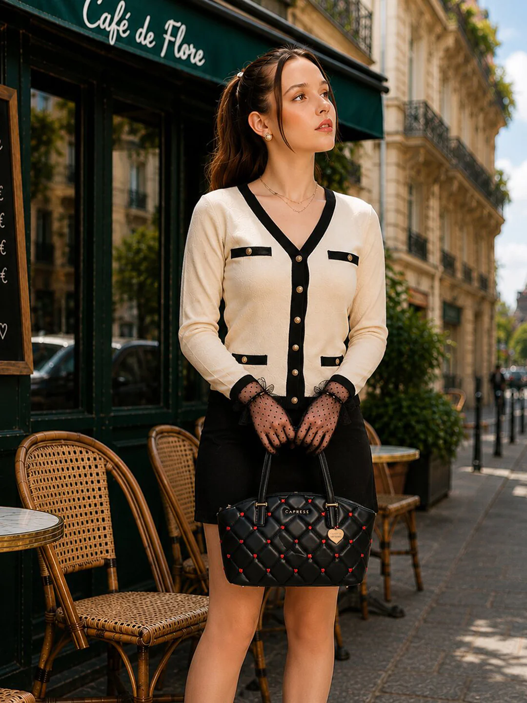 Caprese Ashley Medium Black Tote Bag - Image 6