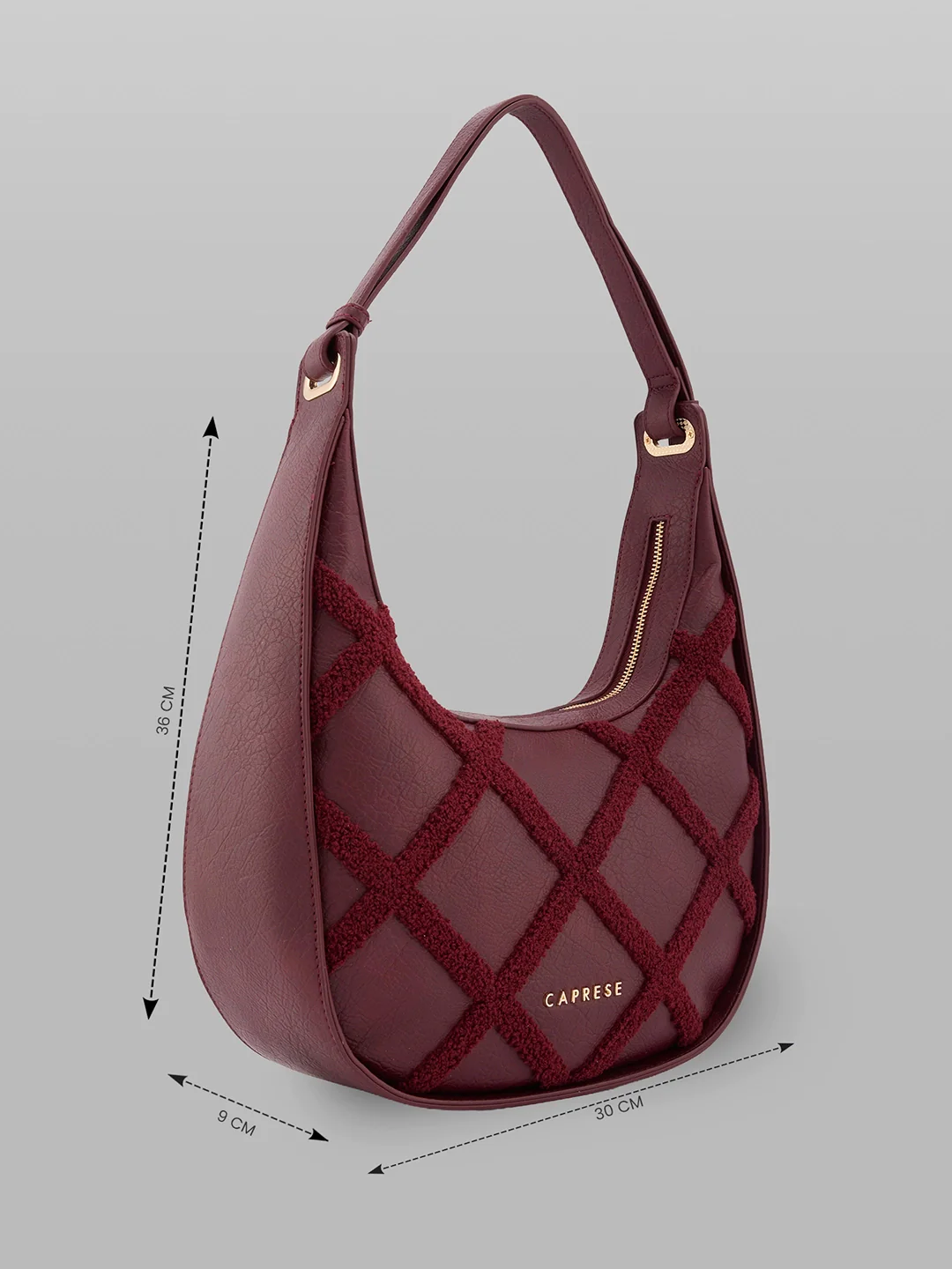Caprese Athena Medium Cherry Lacquer Hobo Bag - Image 6