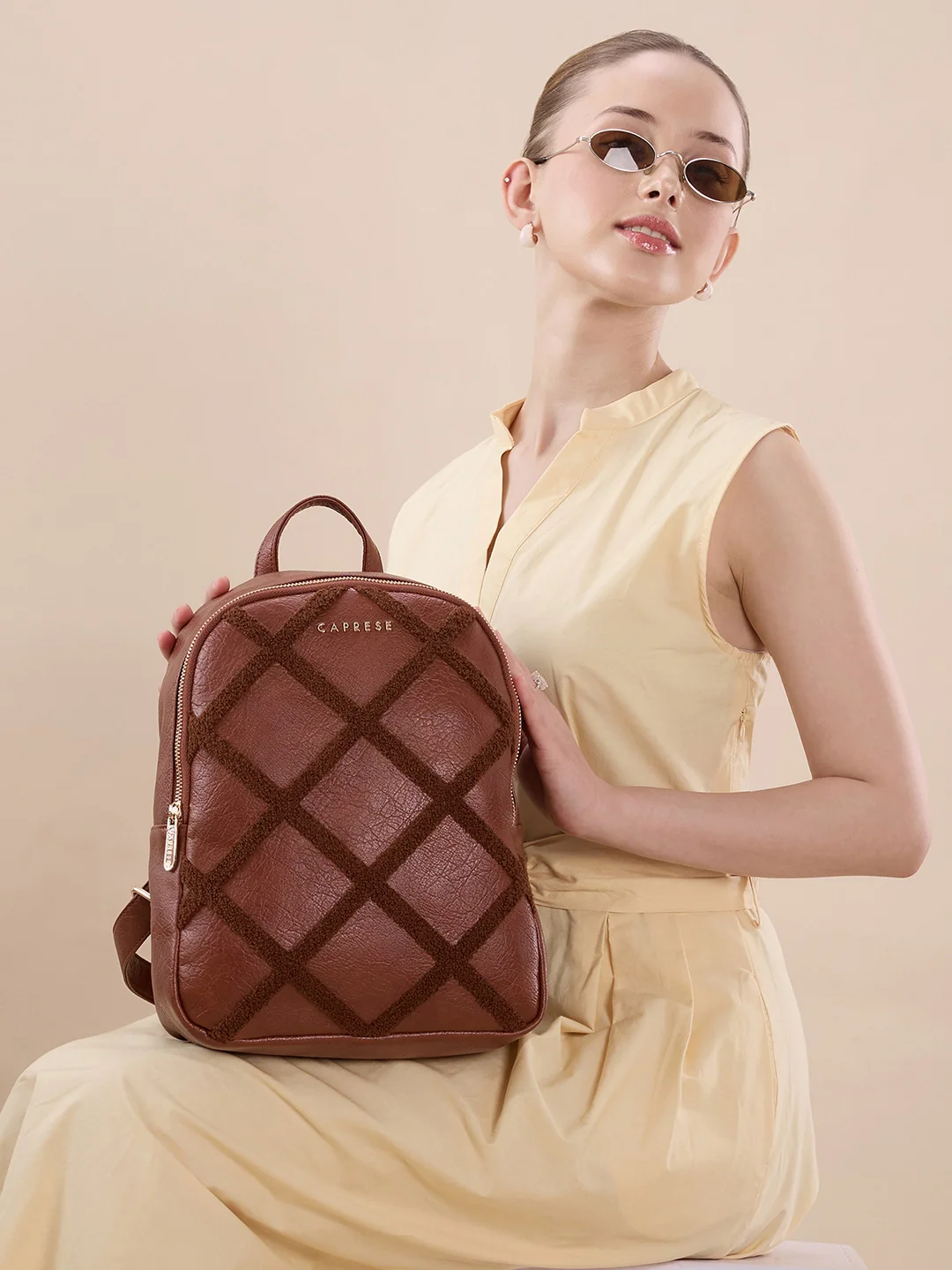 Caprese Athena Medium Tan Backpack - Image 2