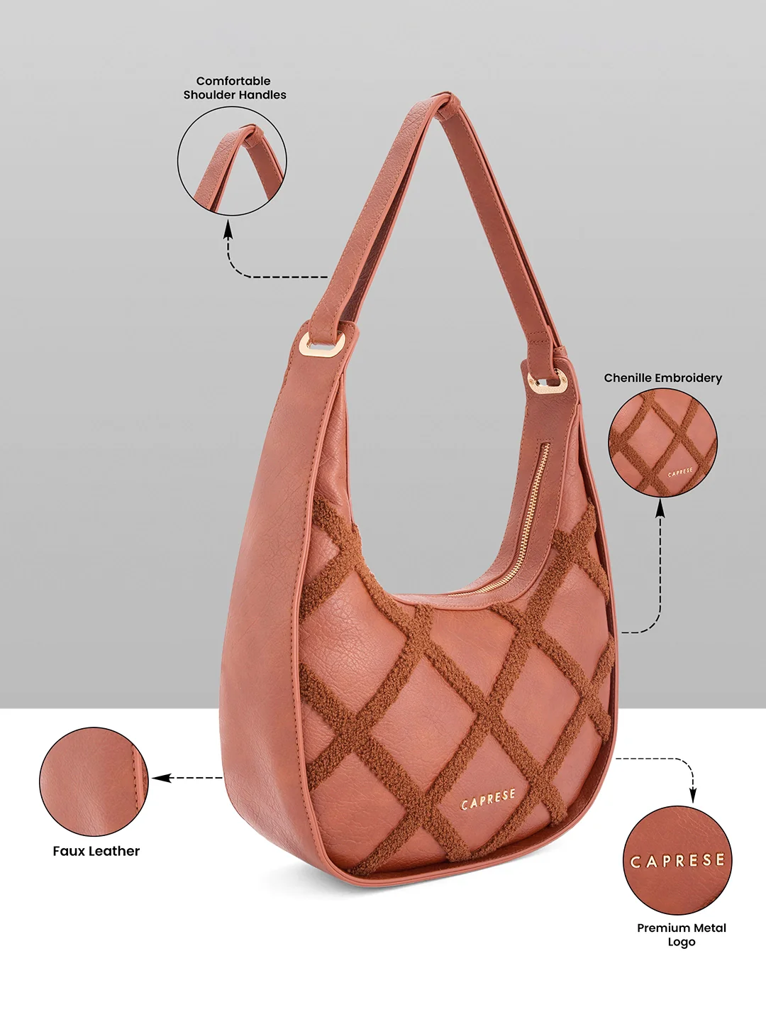 Caprese Athena Medium Tan Hobo Bag - Image 10