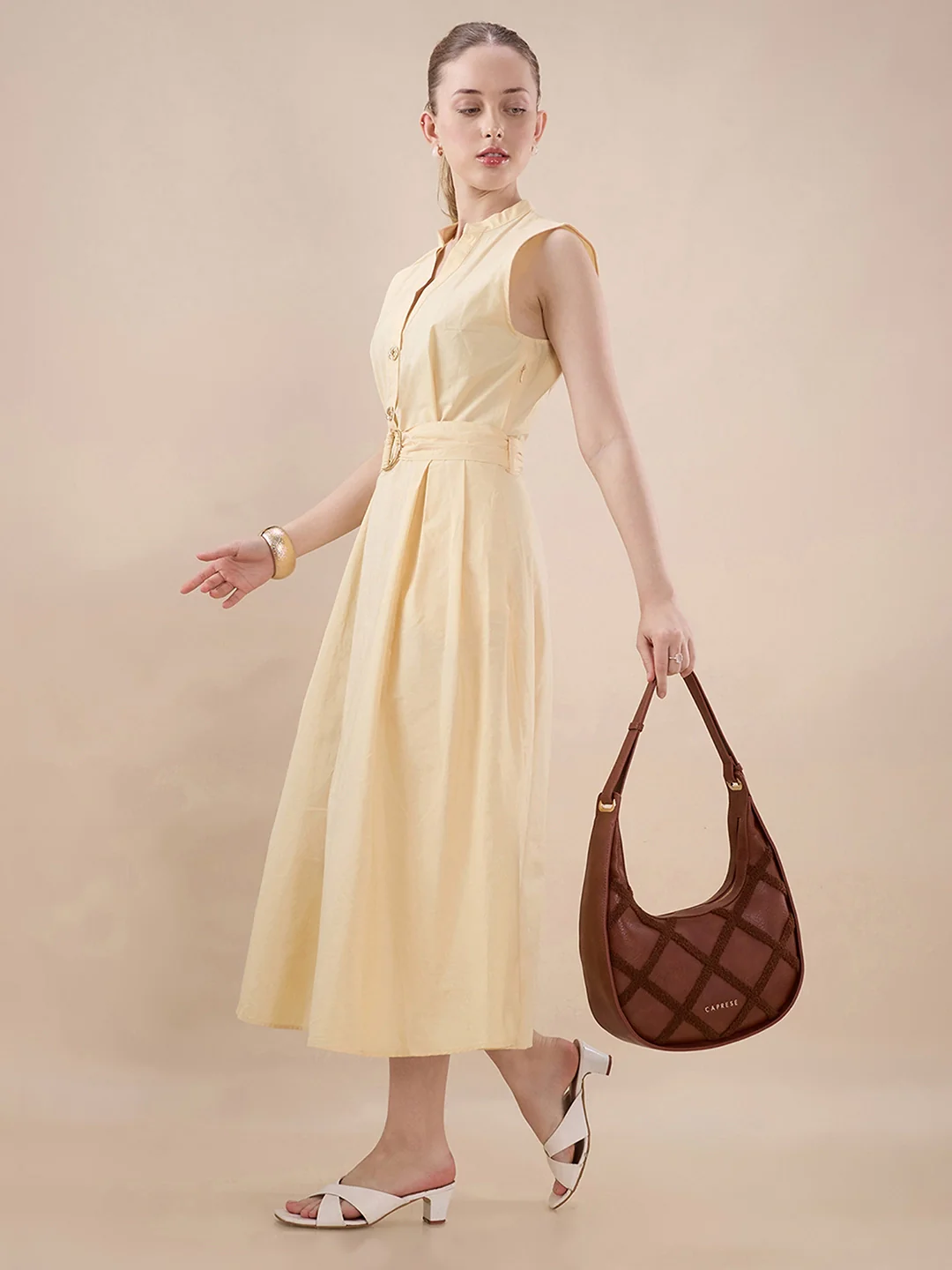 Caprese Athena Medium Tan Hobo Bag - Image 11