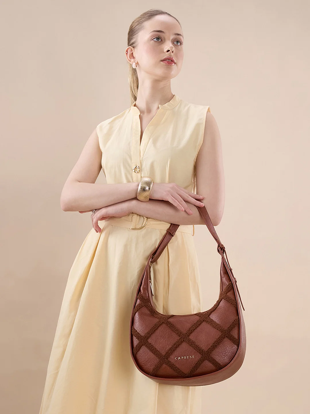 Caprese Athena Medium Tan Hobo Bag - Image 2