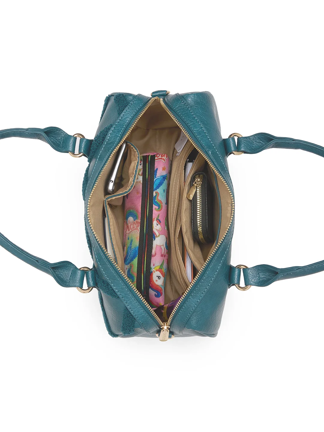 Caprese Athena Medium Transformative Teal Satchel Bag - Image 7