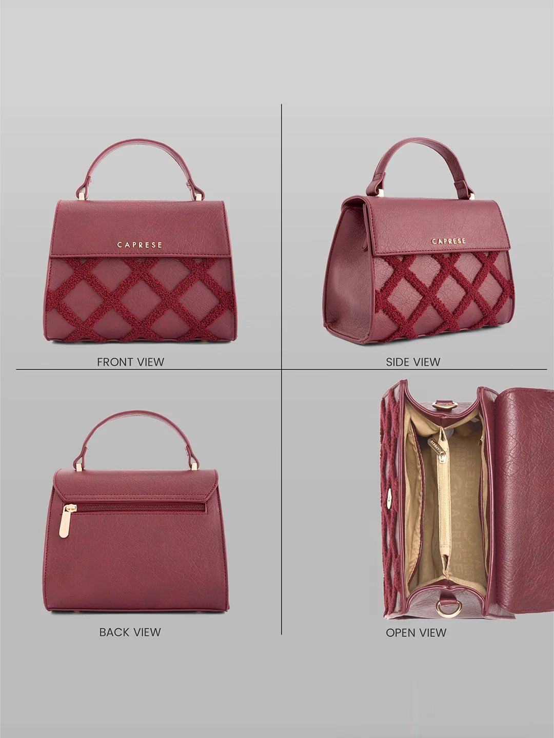 Caprese Athena Small Cherry Lacquer Satchel Bag - Image 4