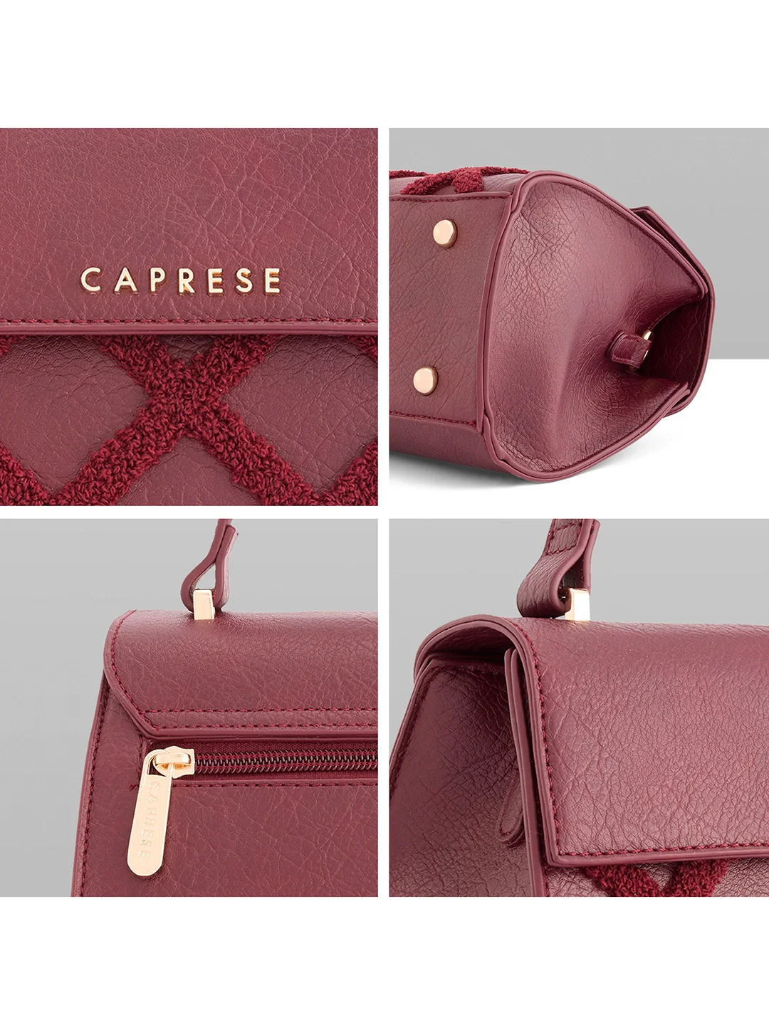 Caprese Athena Small Cherry Lacquer Satchel Bag - Image 7